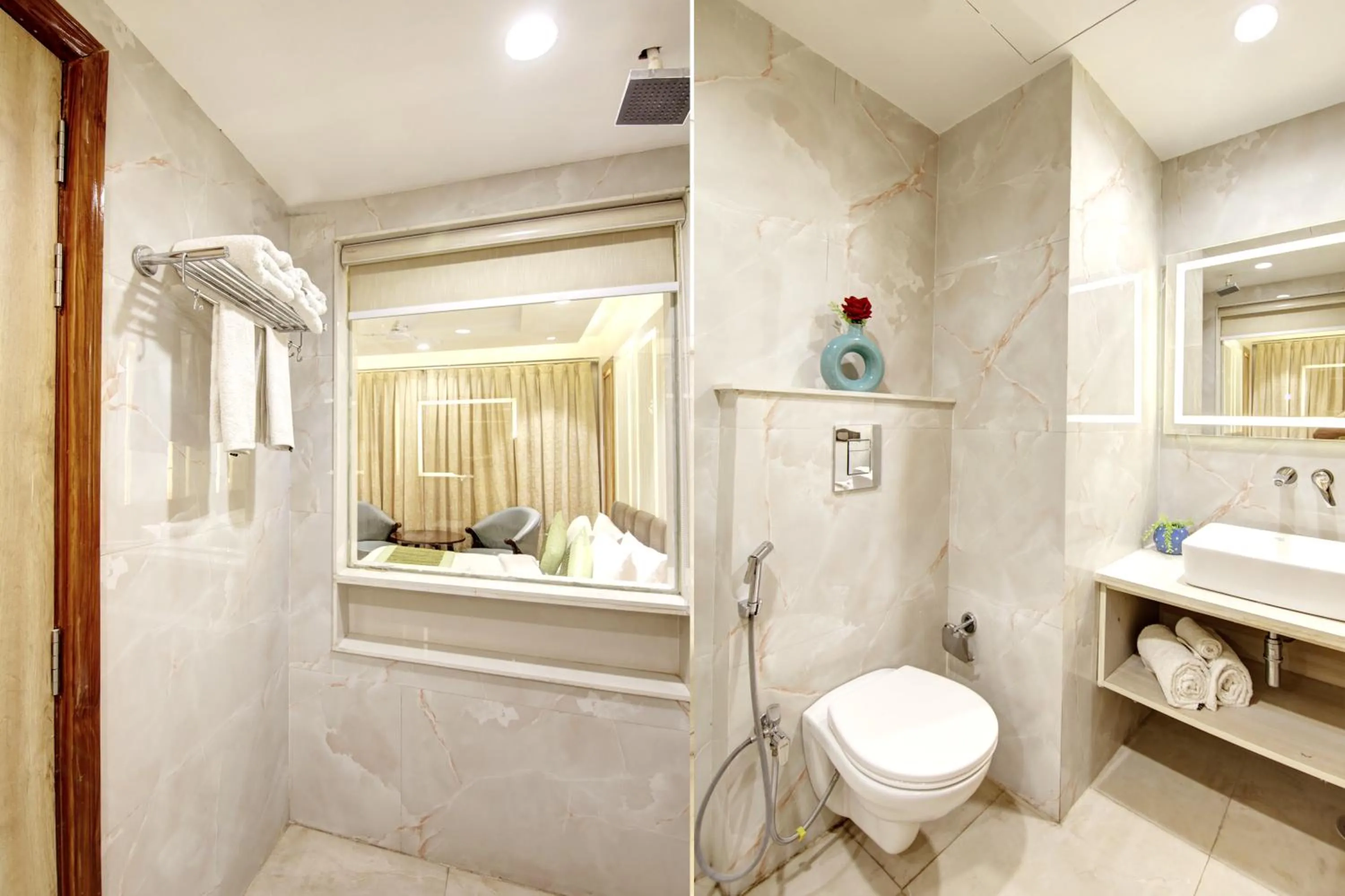 Bathroom in Hotel Krishna Plaza Just Near New Delhi Station And Connaught Place By M S Hospitality