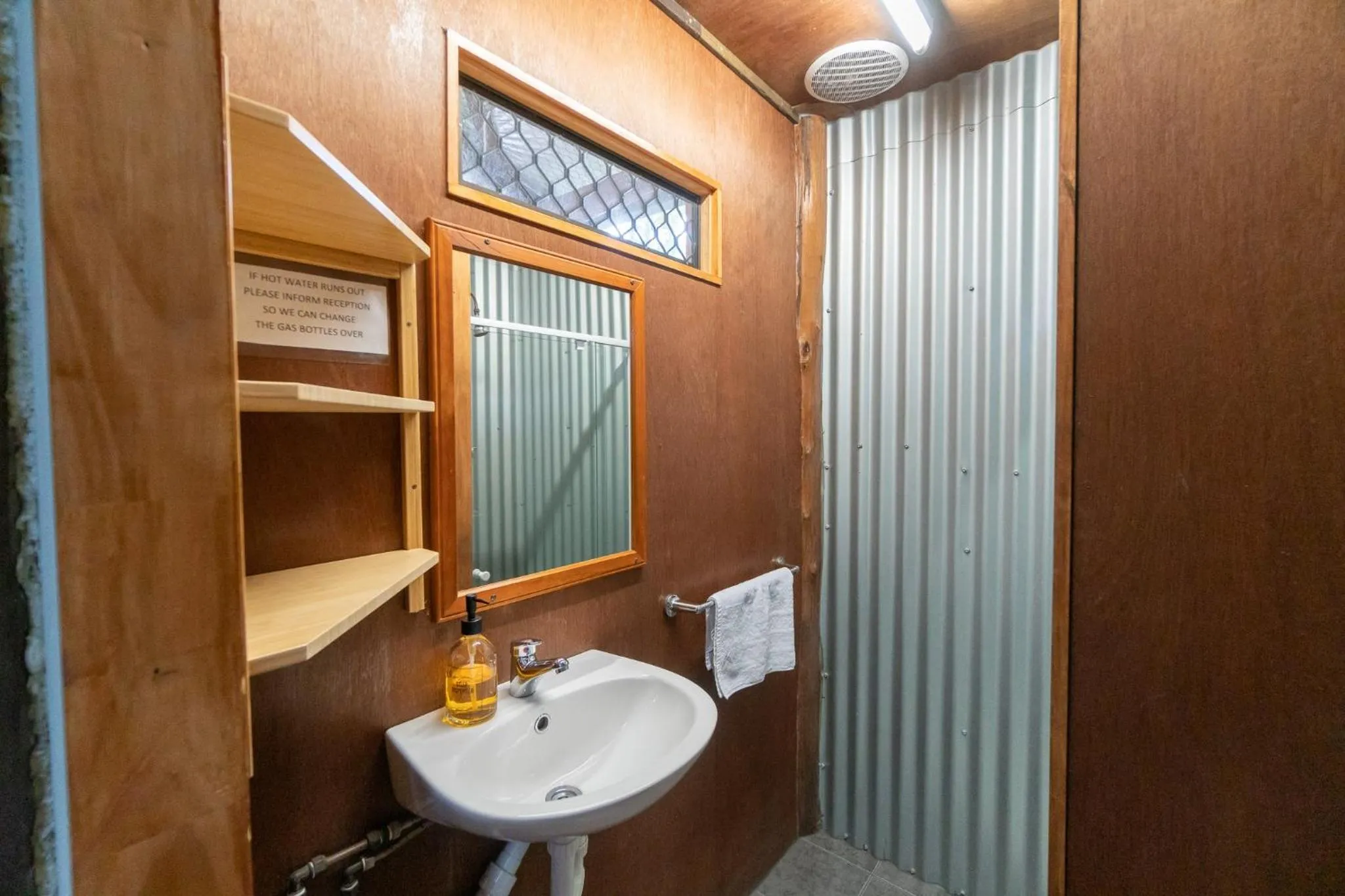 Bathroom in Woolshed Eco Lodge
