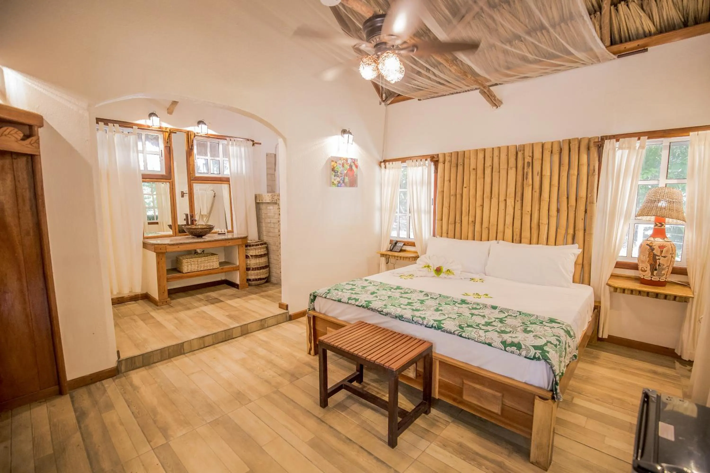 Bed in Falling Leaves Lodge