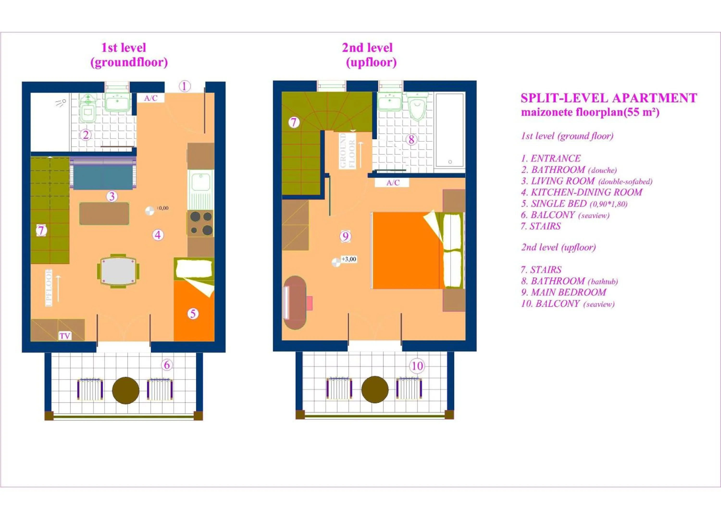 Floor plan in Mikros Gialos Apartments