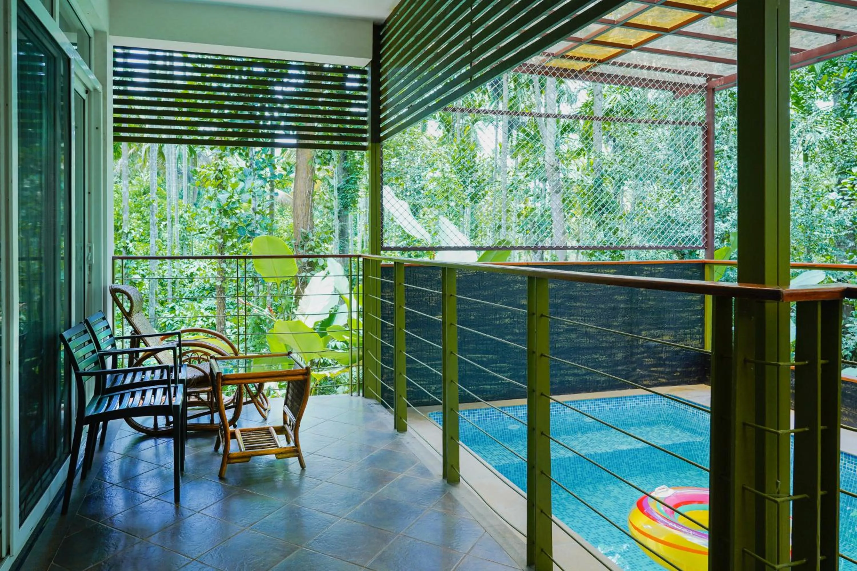 Balcony/Terrace in Kuruva Island Resort And Spa - By KABINI BREEZE