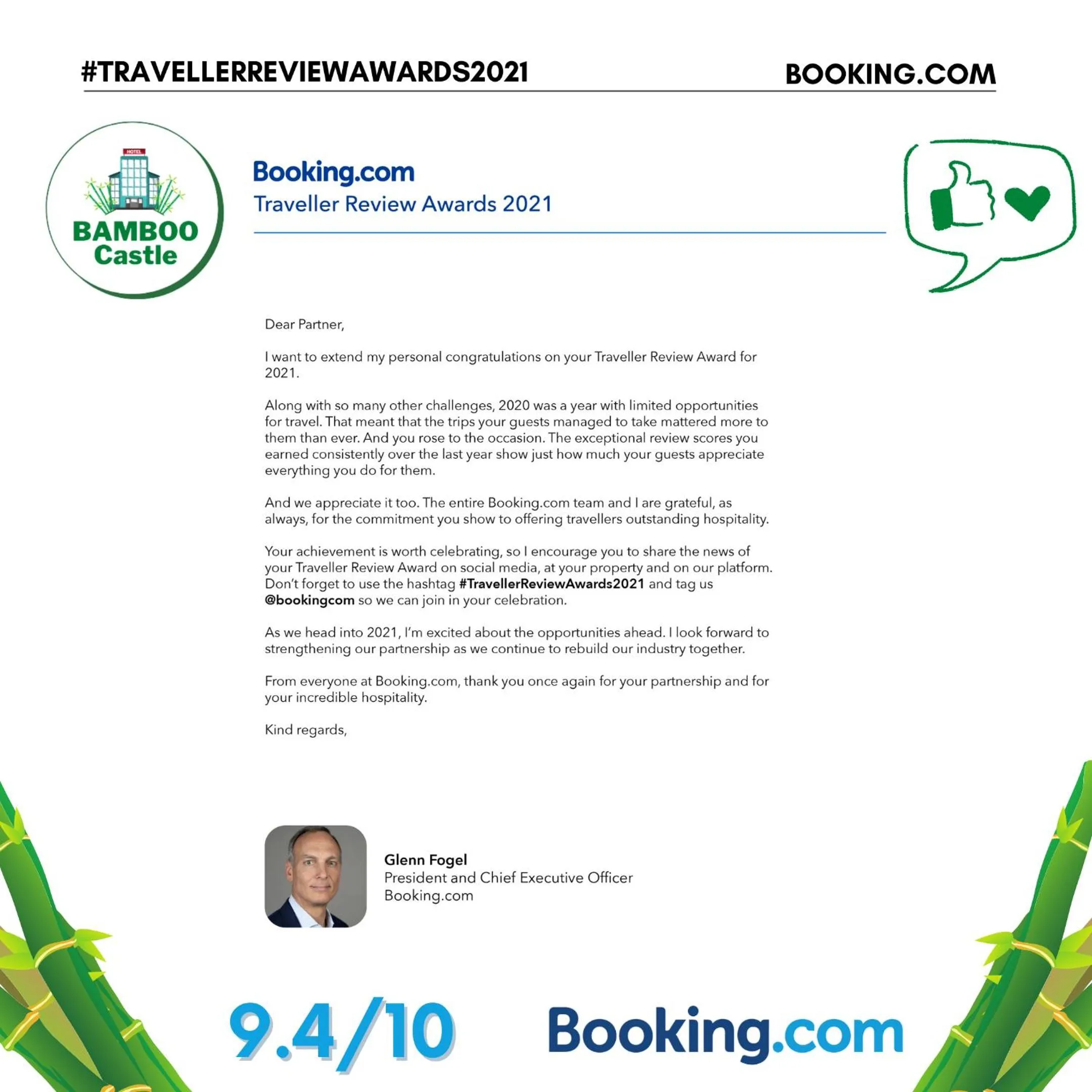 Logo/Certificate/Sign in Hotel Bamboo Castle