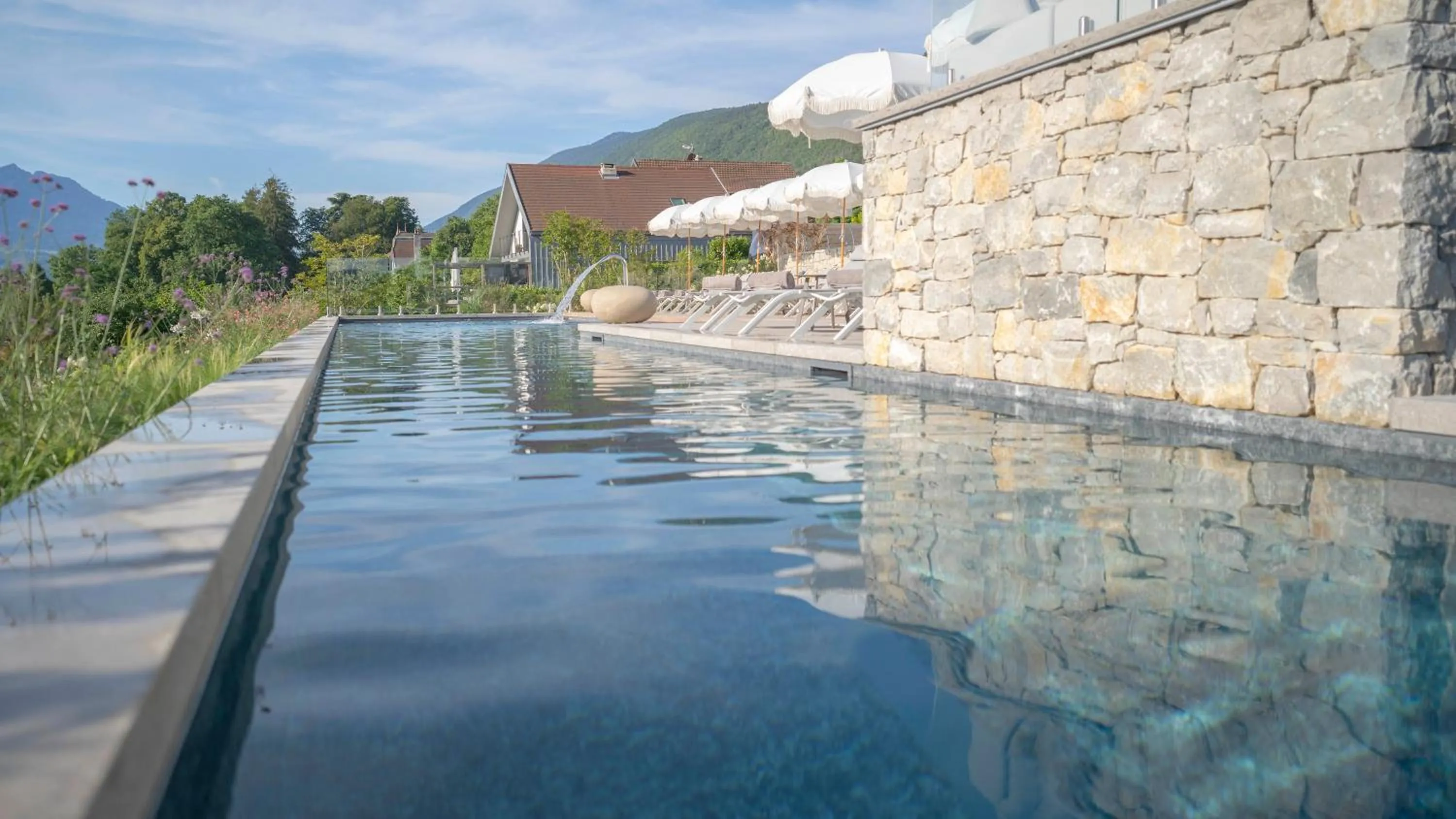 Pool view in Hôtel Beauregard, The Originals Relais