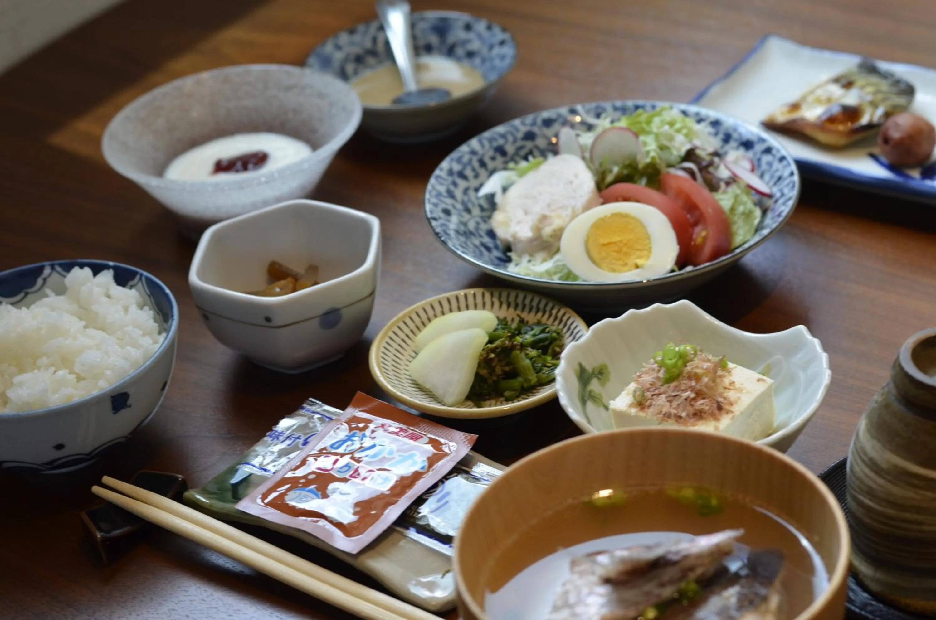 Asian breakfast in Yufuin Tsuru no Yu