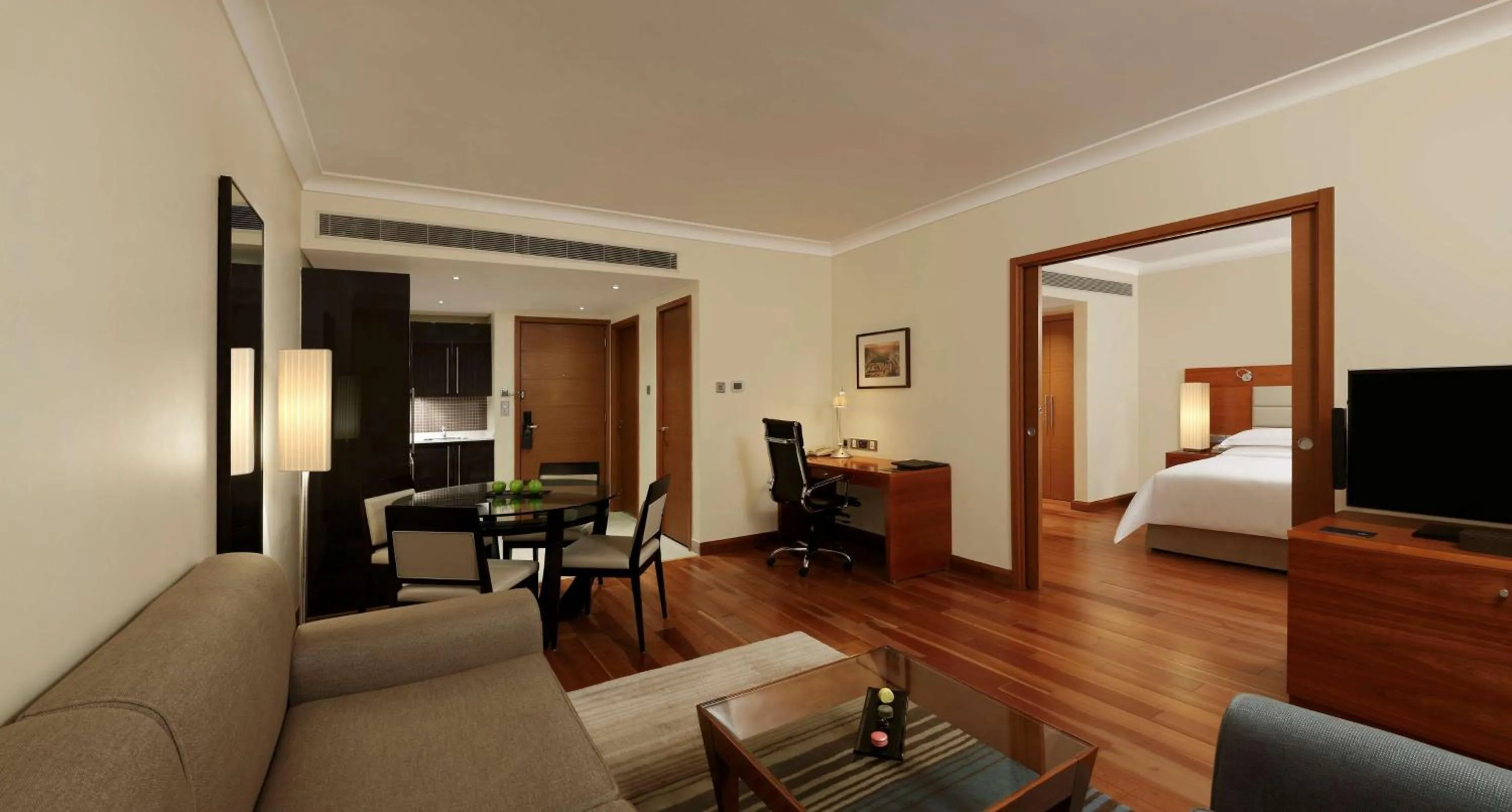 View (from property/room), Bed in Hilton Bangalore Embassy GolfLinks