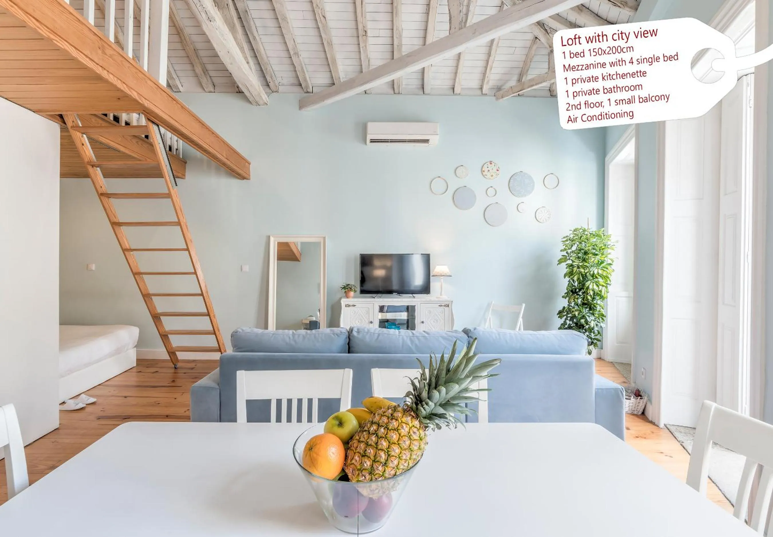 Dining area, Bed in Look At Me - Serviced Lofts & Studios