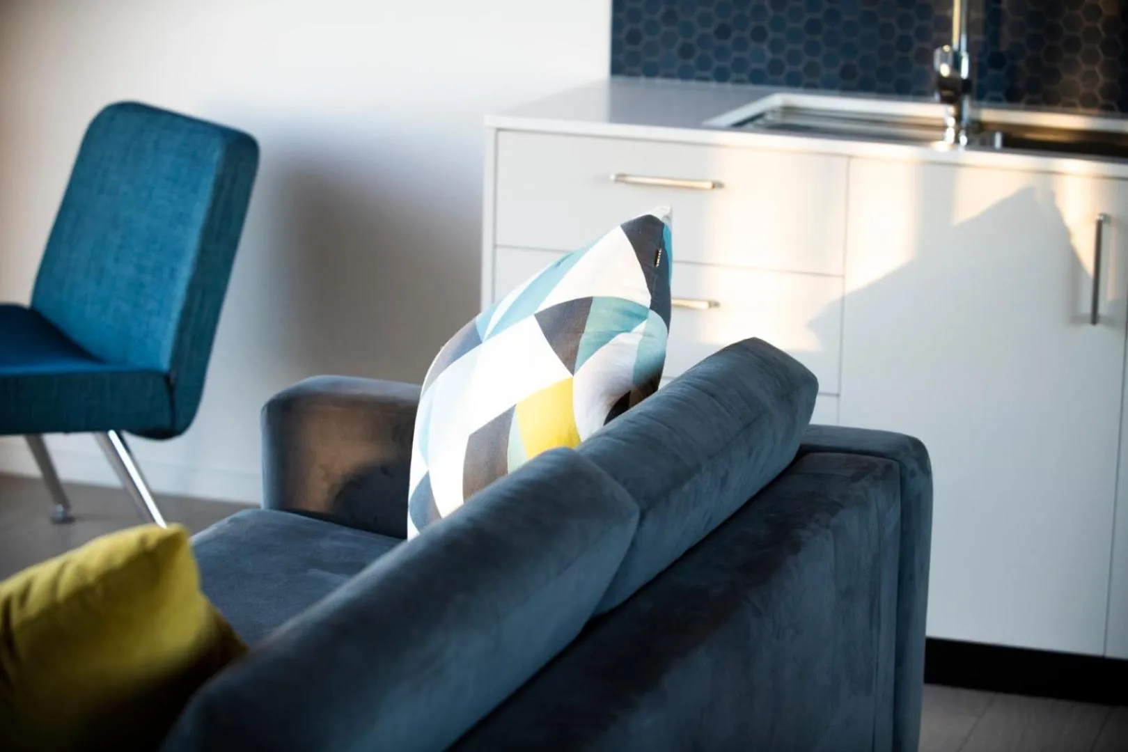 Living room in Waikanae Beach Ocean View Apartments