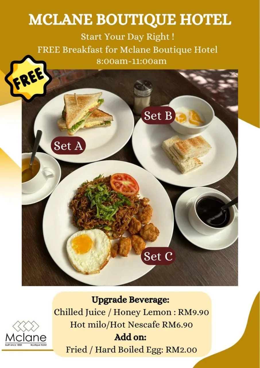 Food and drinks in Mclane Boutique Hotel