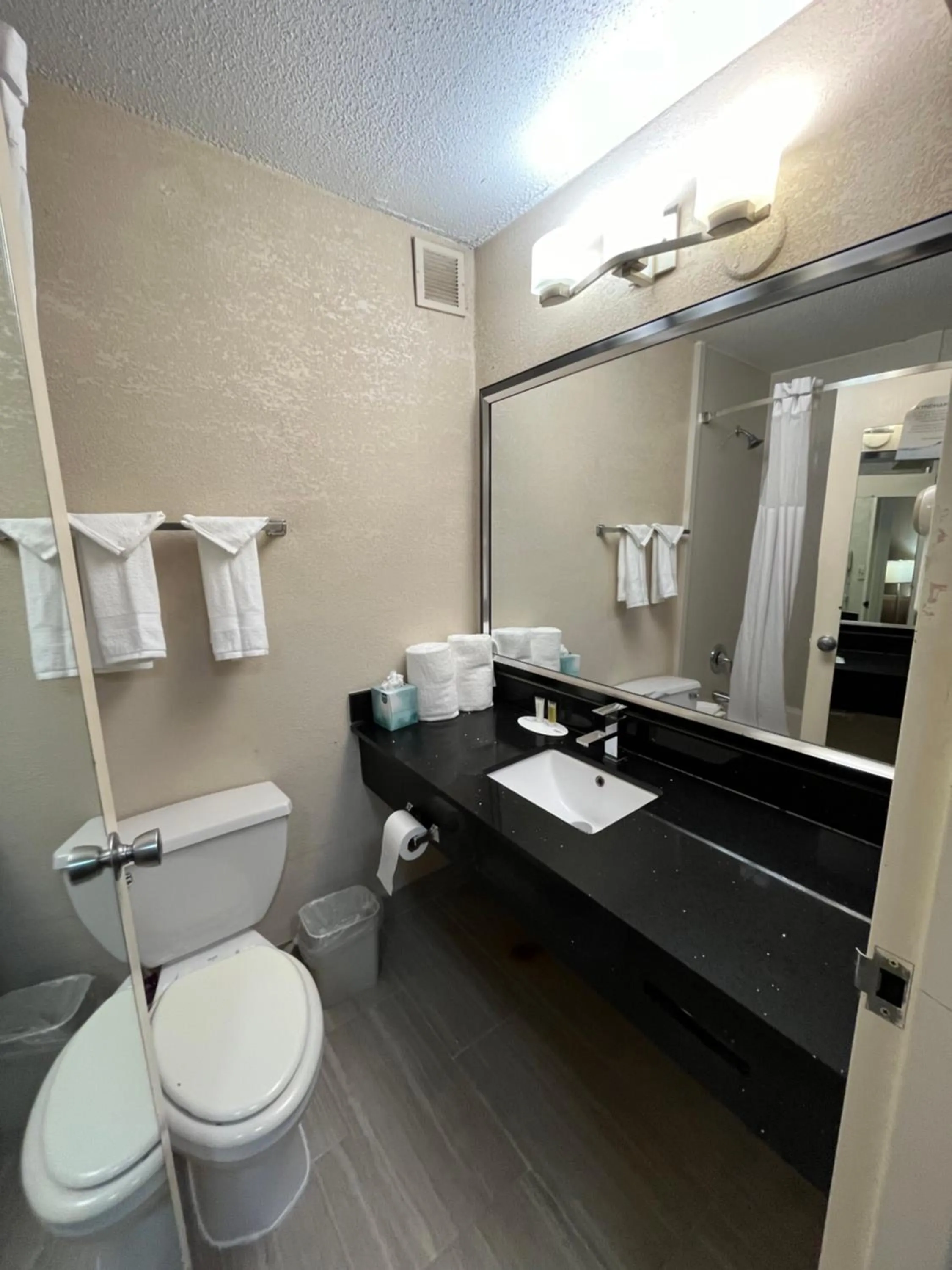 Bathroom in Ramada Plaza by Wyndham Charlotte South End Airport