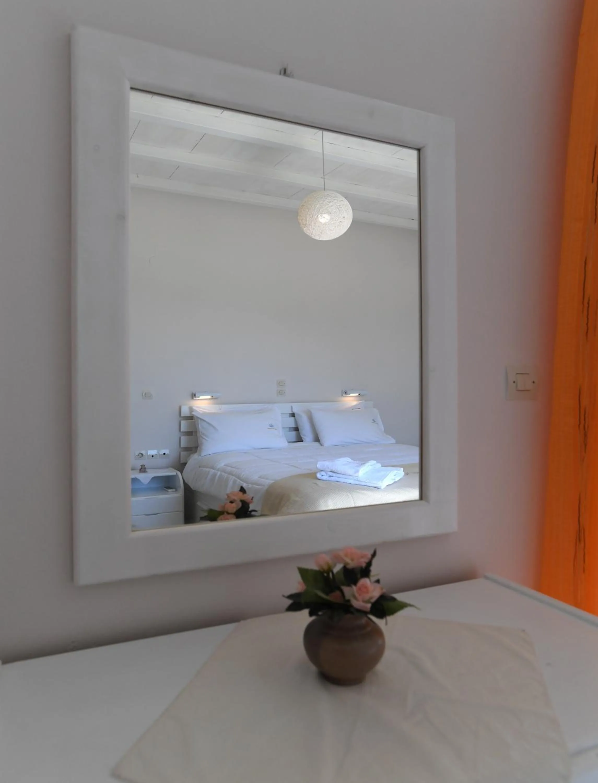 Bed in Nostos Beachfront Apartments & Studios