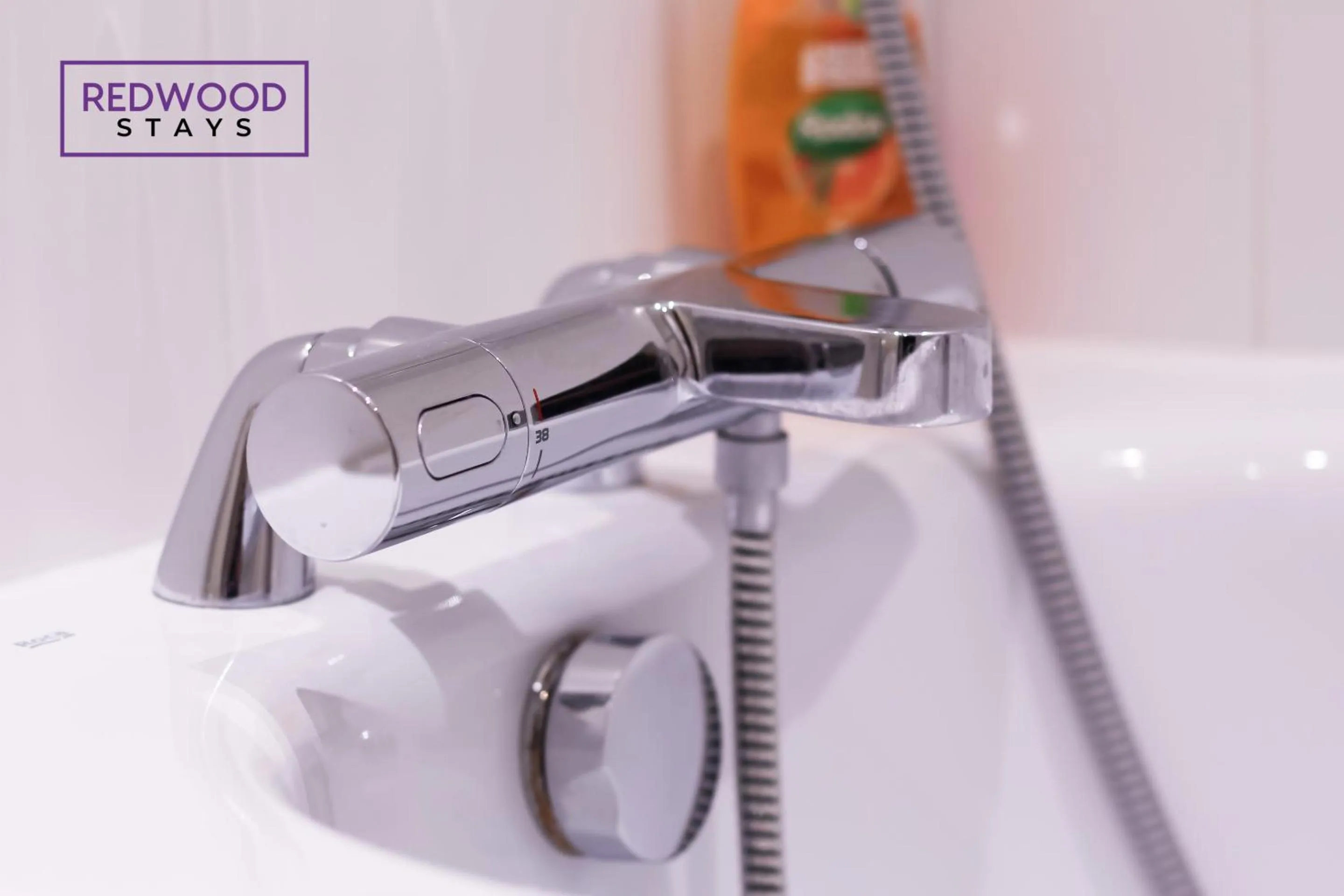 Bathroom in Festival Place, Modern Town Center Apartment, Perfect for Contractors & Families, FREE Parking & WiFi by REDWOOD STAYS