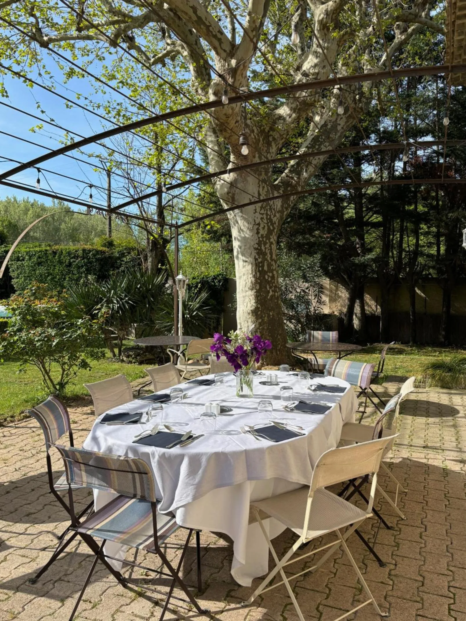 Patio in Logis Hôtel La Sommellerie