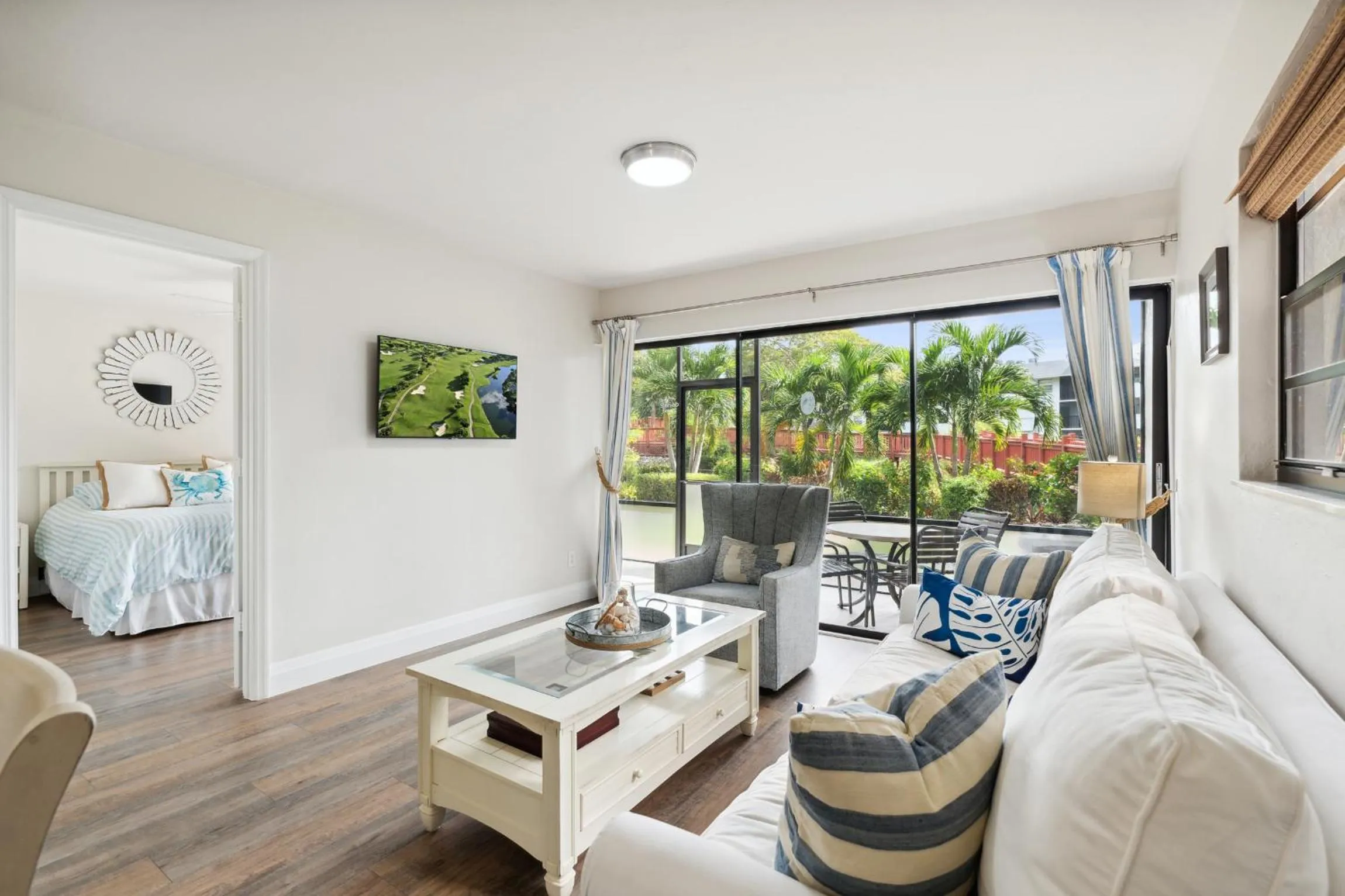 Living room in Park Shore Resort by Mike Z Rentals