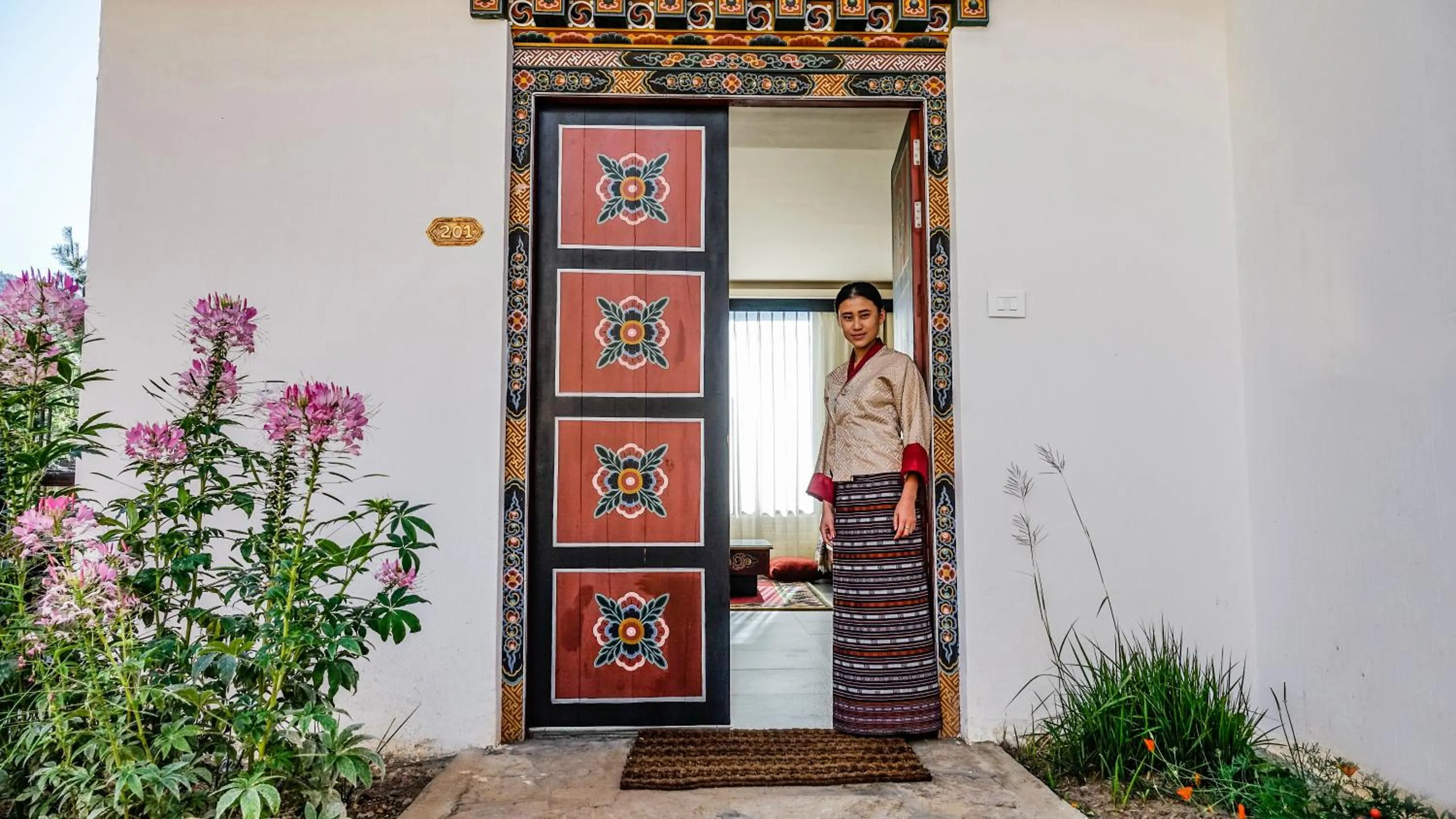 Facade/entrance in The Postcard Dewa, Thimphu, Bhutan