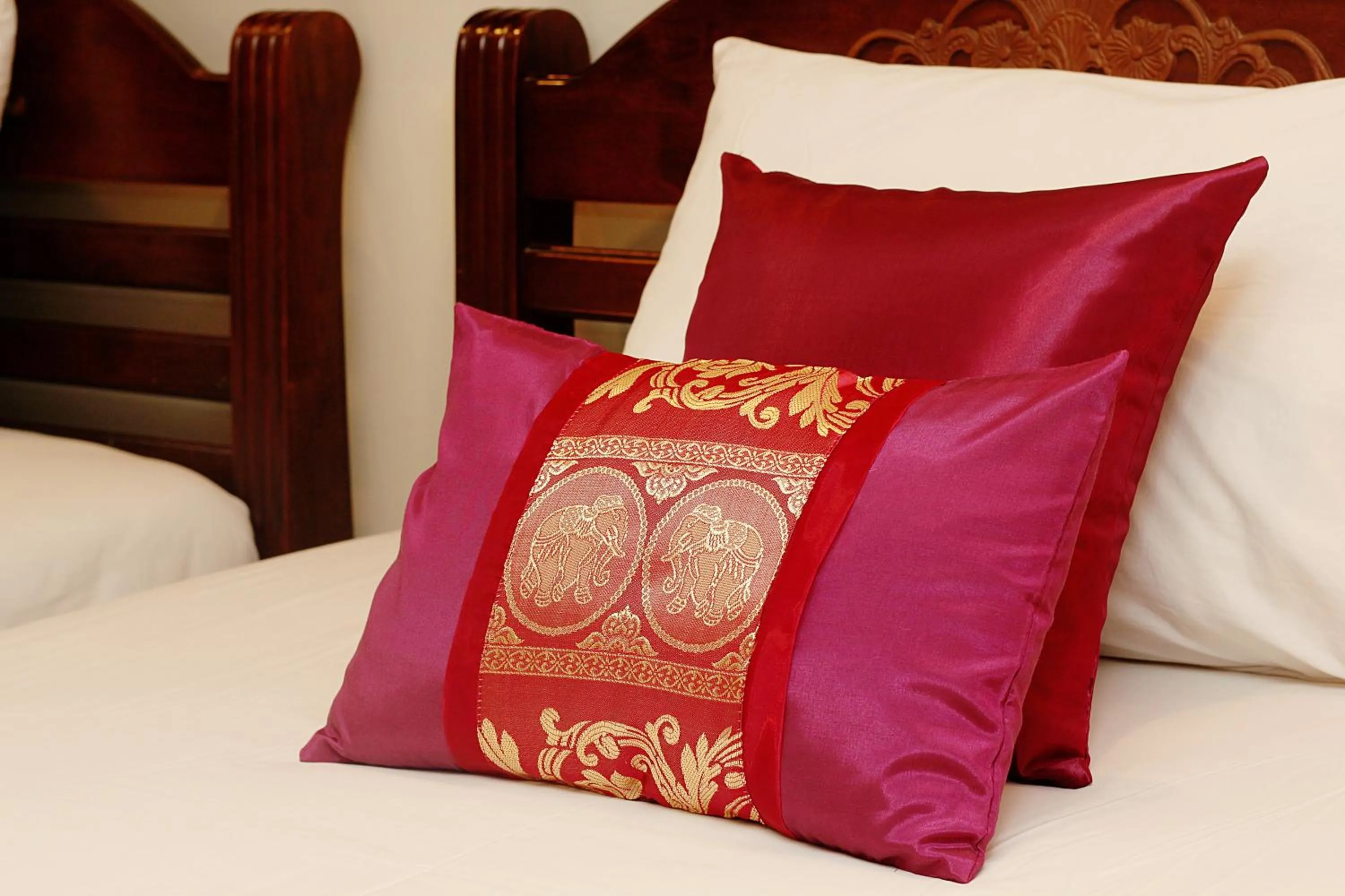 Bedroom, Bed in Sky Silk Decoration House