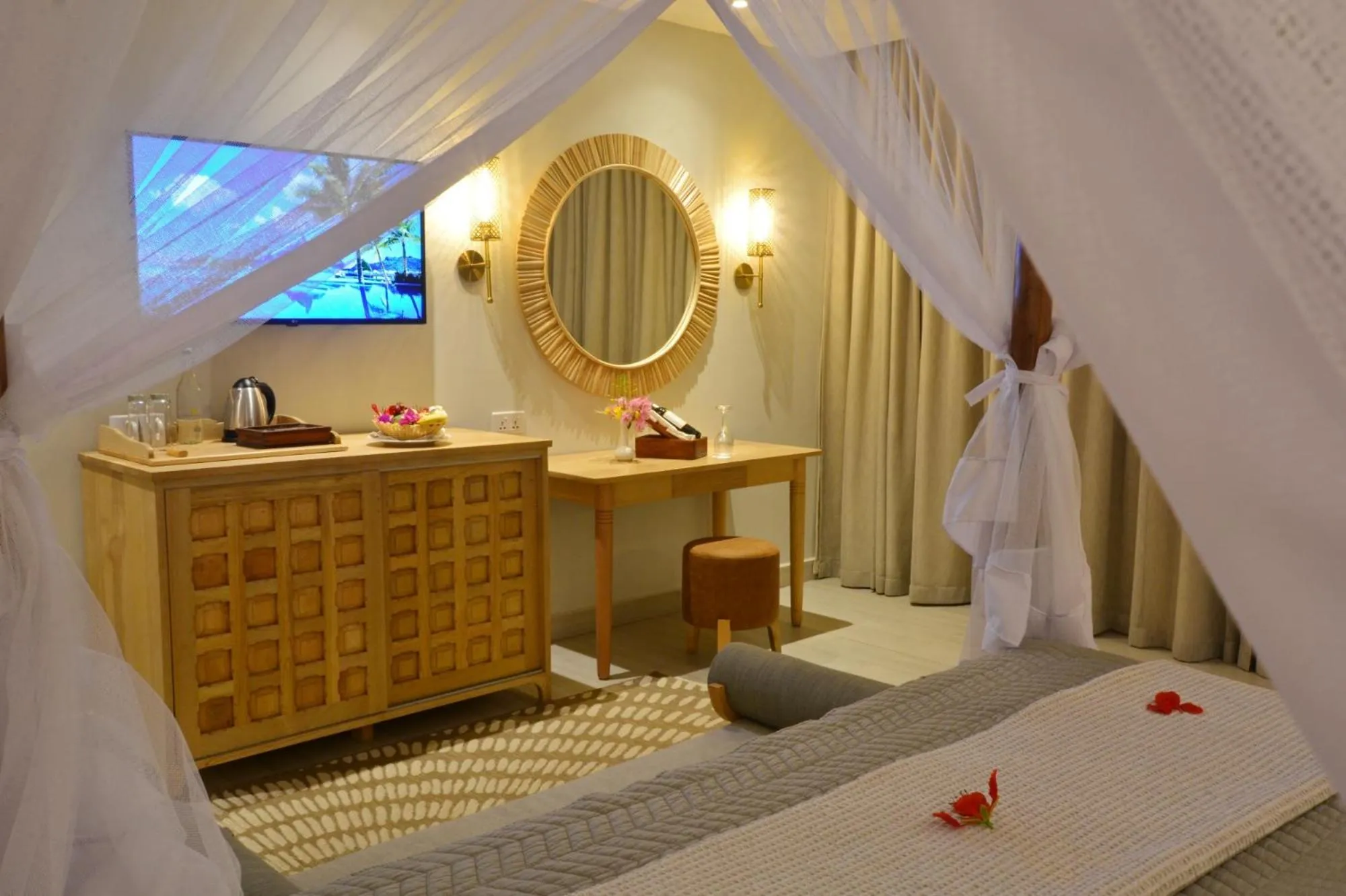 TV and multimedia, Bed in Neptune Pwani Beach Resort & Spa Zanzibar - All Inclusive
