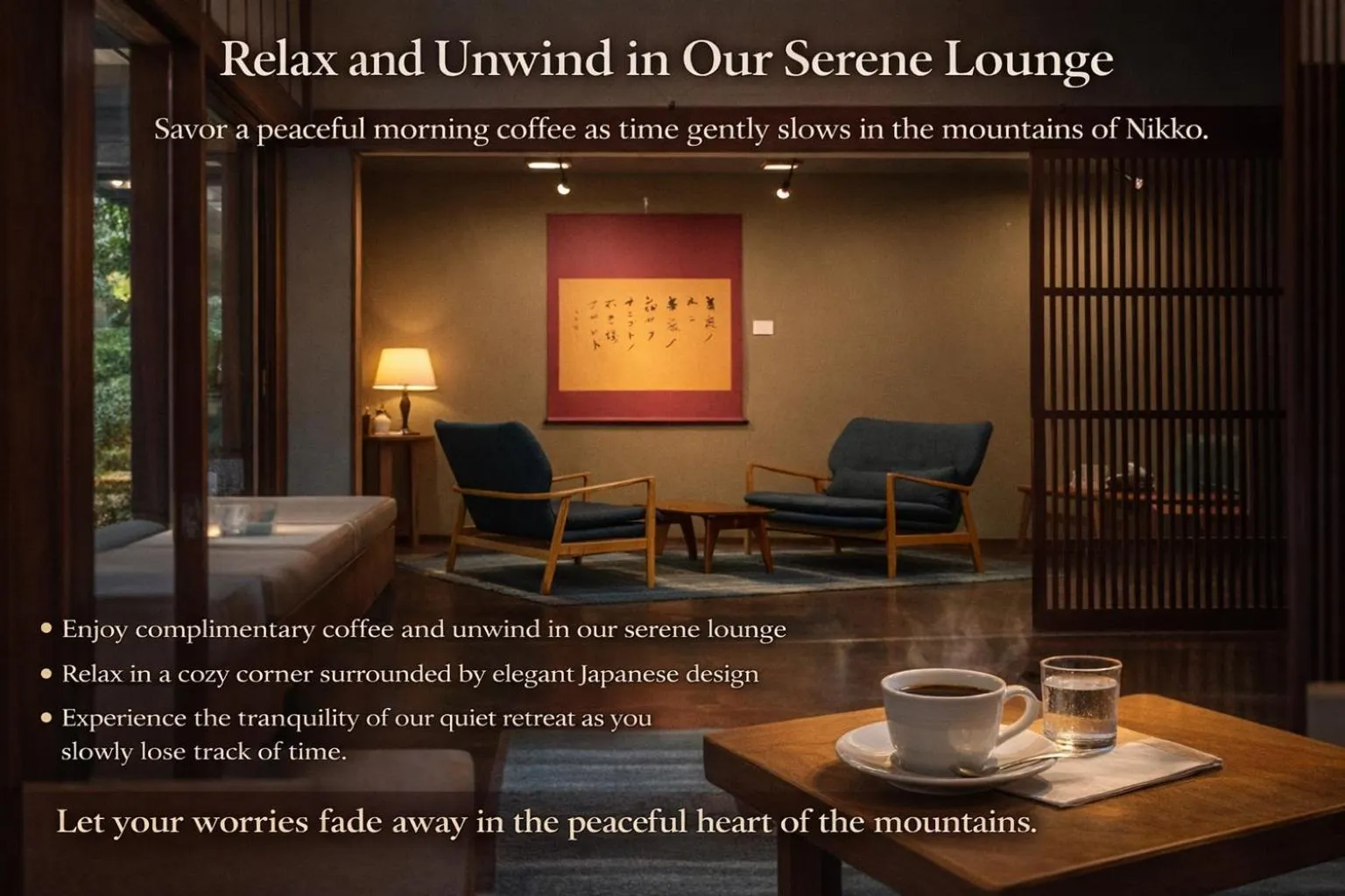 Seating area in Sakahijiri Nikko