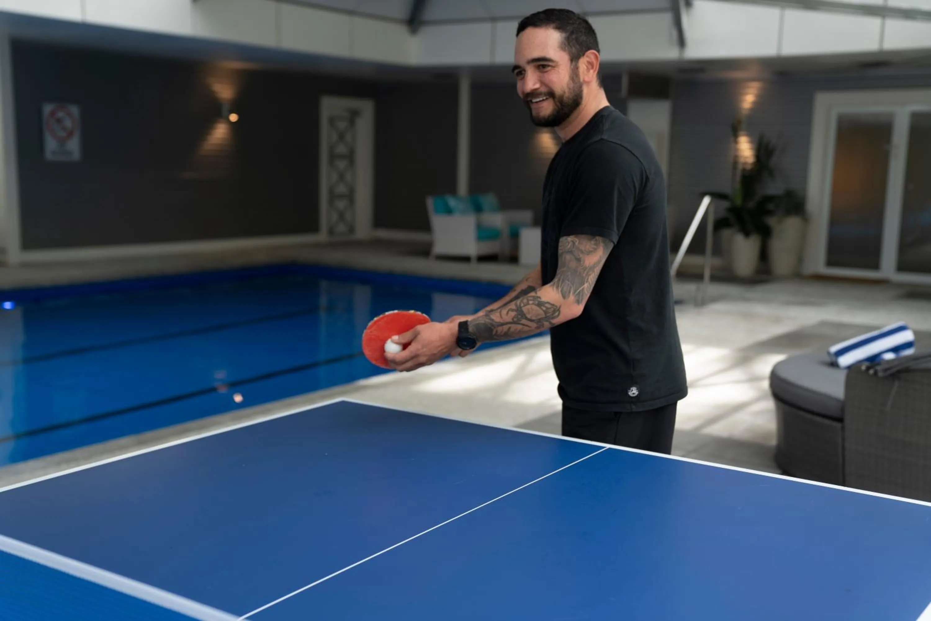 Table tennis in Wharekauhau Country Estate