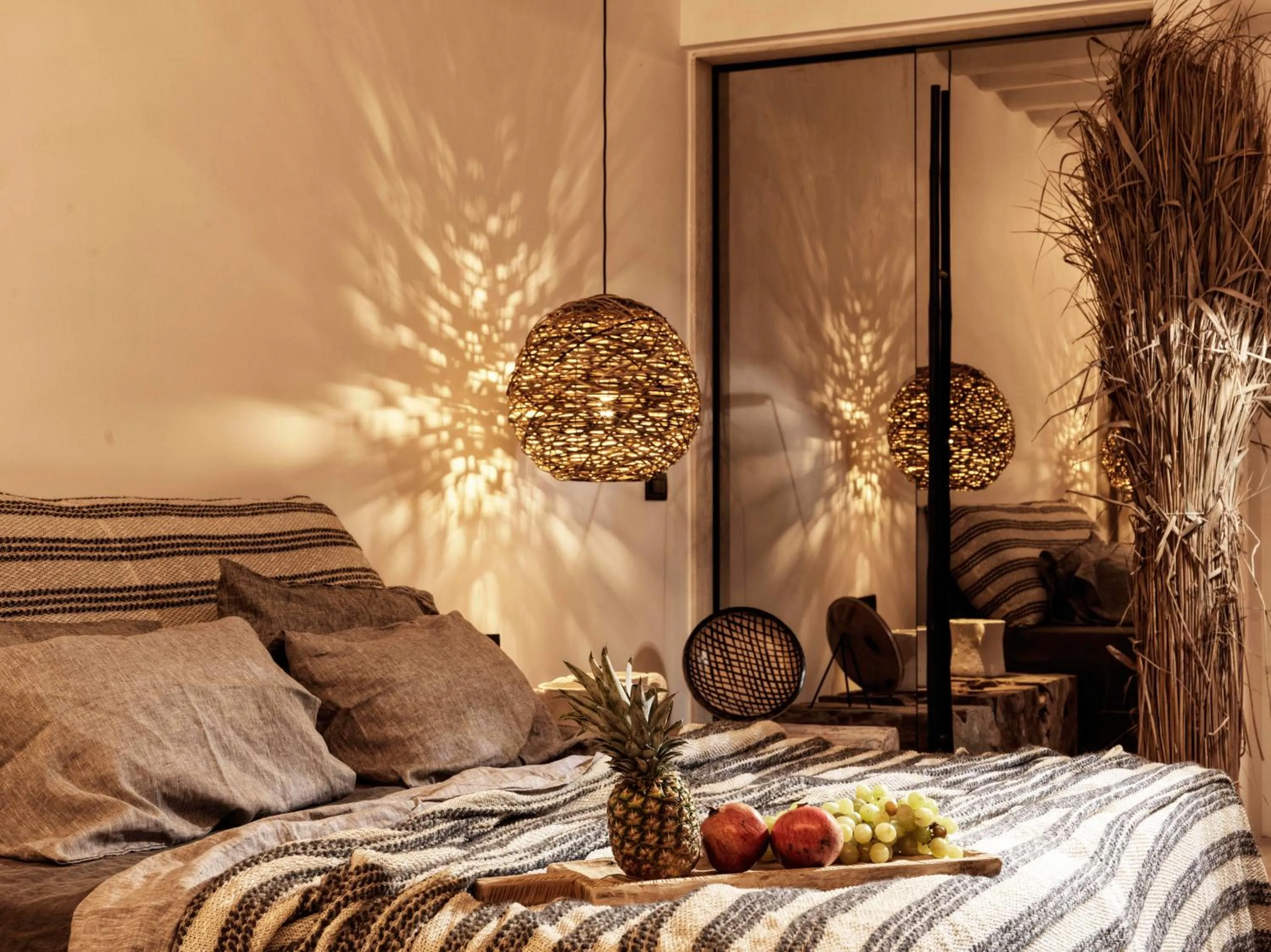 Bed in Myconian Panoptis Escape, a member of Small Luxury Hotels of the World