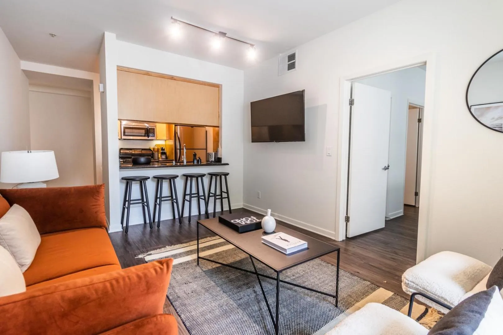 Living room in 2BD 2BTH Condo 10 Min Walk to Santa Monica Beach