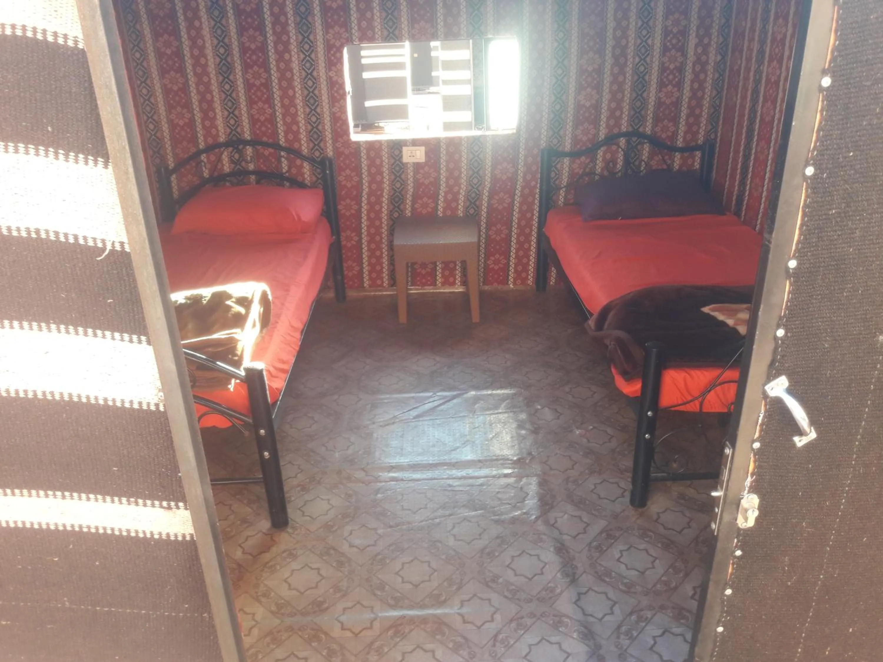 Bed in WadiRum Mobile Camp