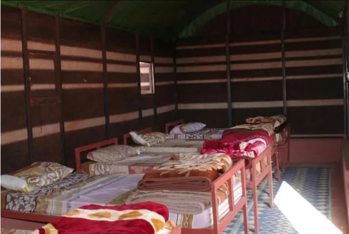 Bed in WadiRum Mobile Camp