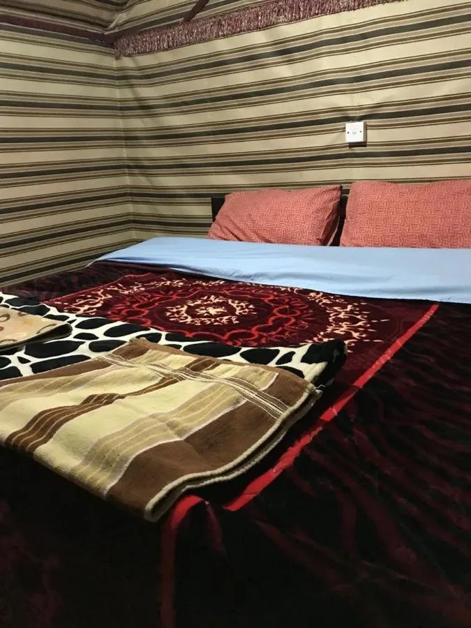 Bed in WadiRum Mobile Camp