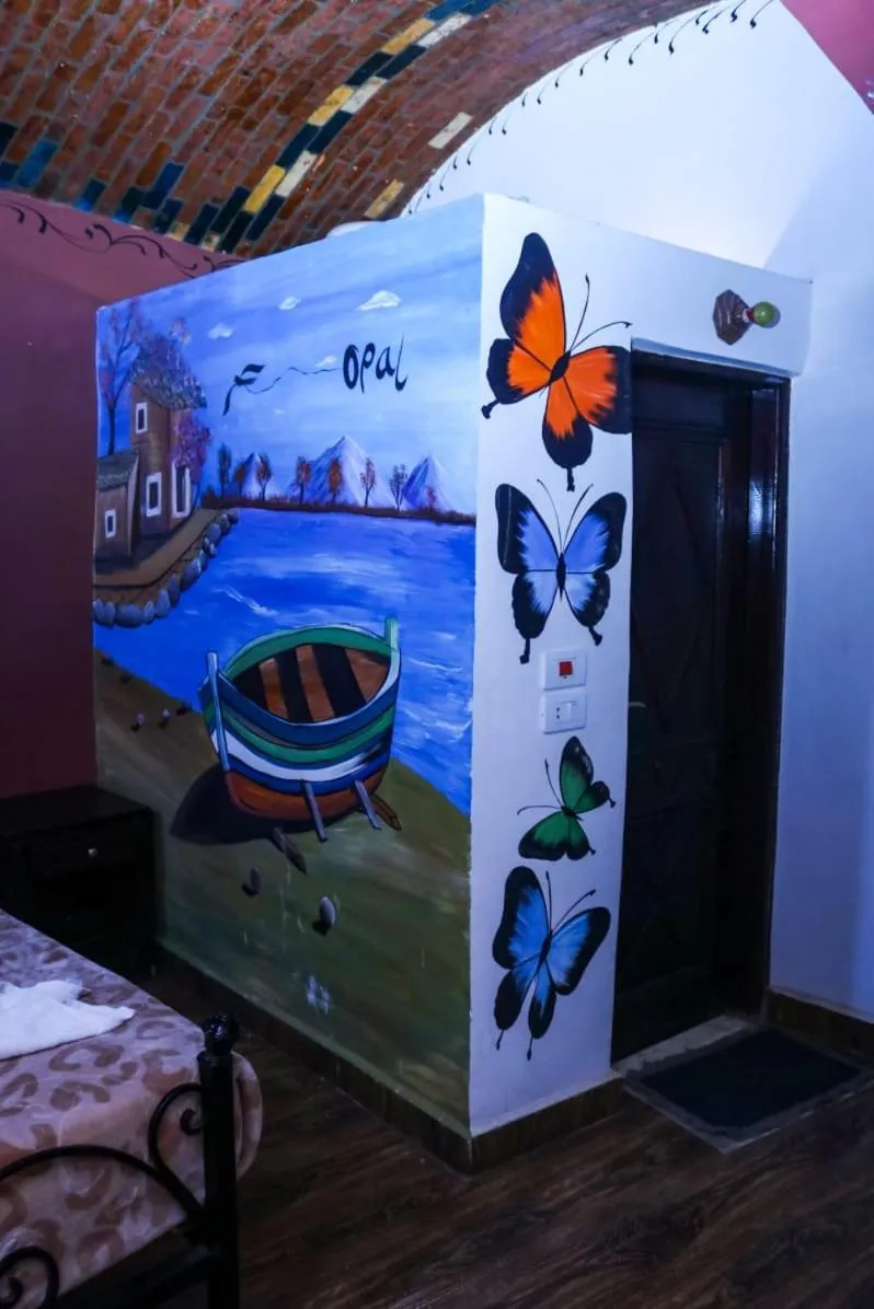 Decorative detail, Bed in Opal privat nubian hotel