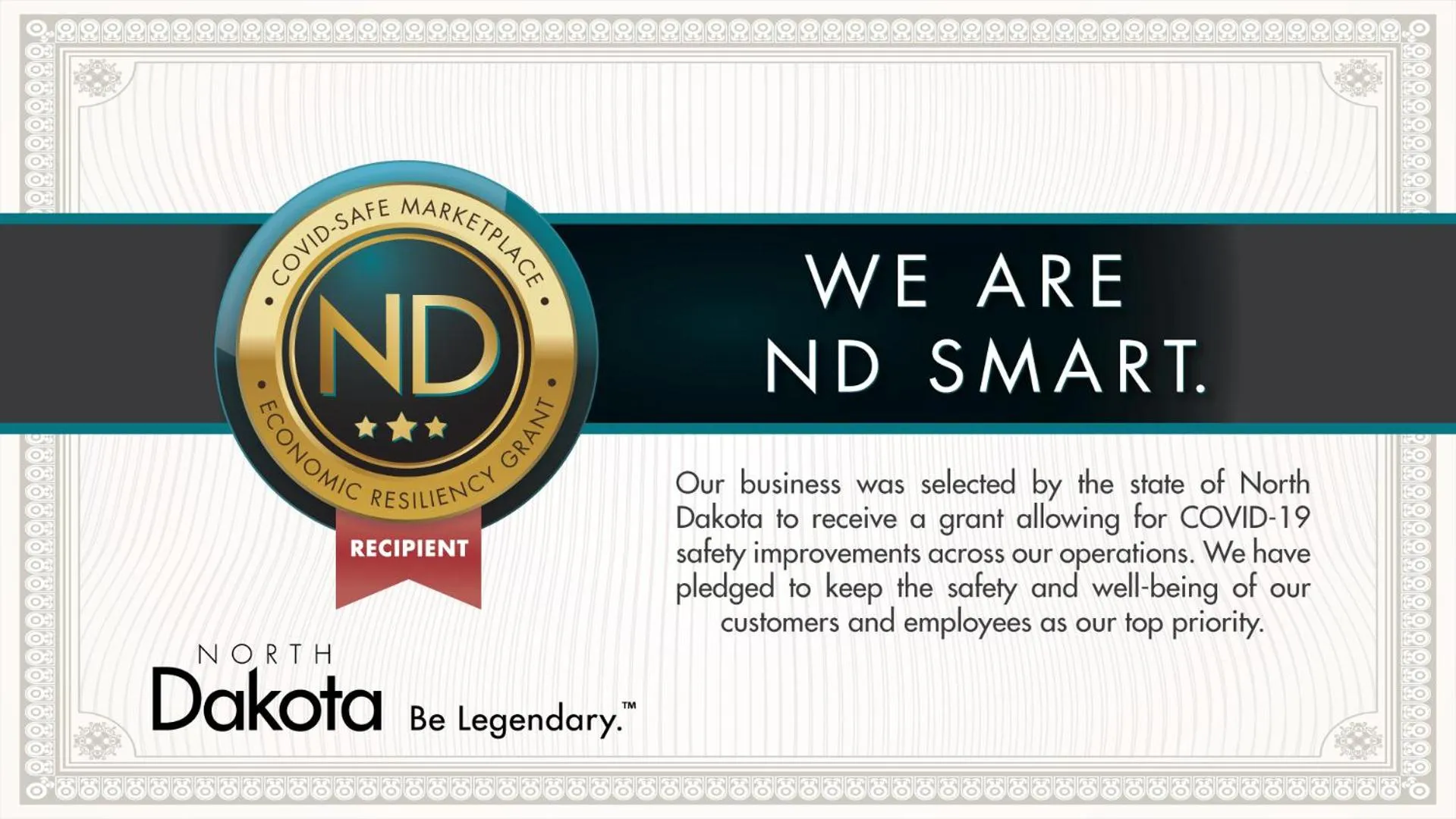 Certificate/Award in Cobblestone Inn & Suites - Bottineau