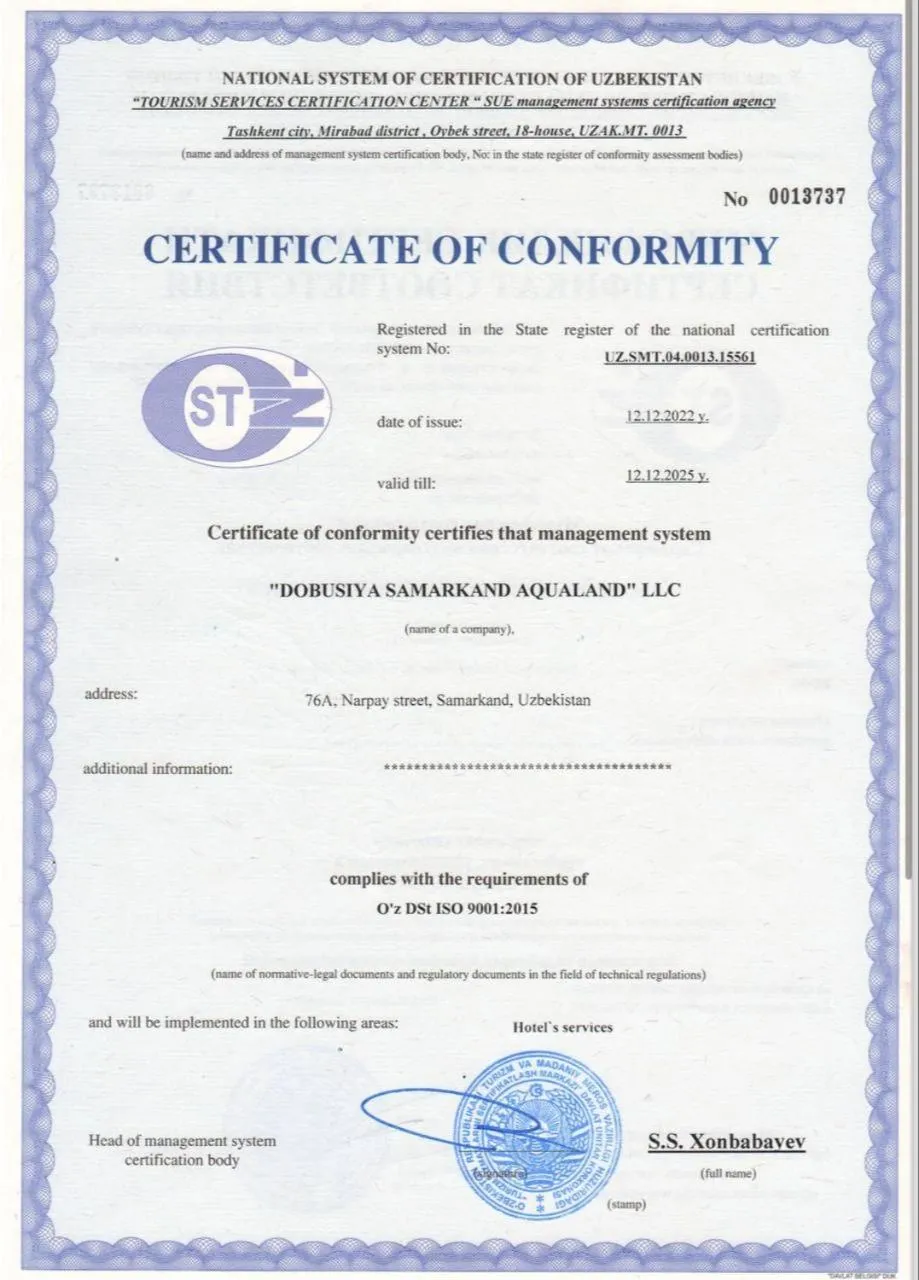 Logo/Certificate/Sign in GRAND HOTEL SOGDIANA