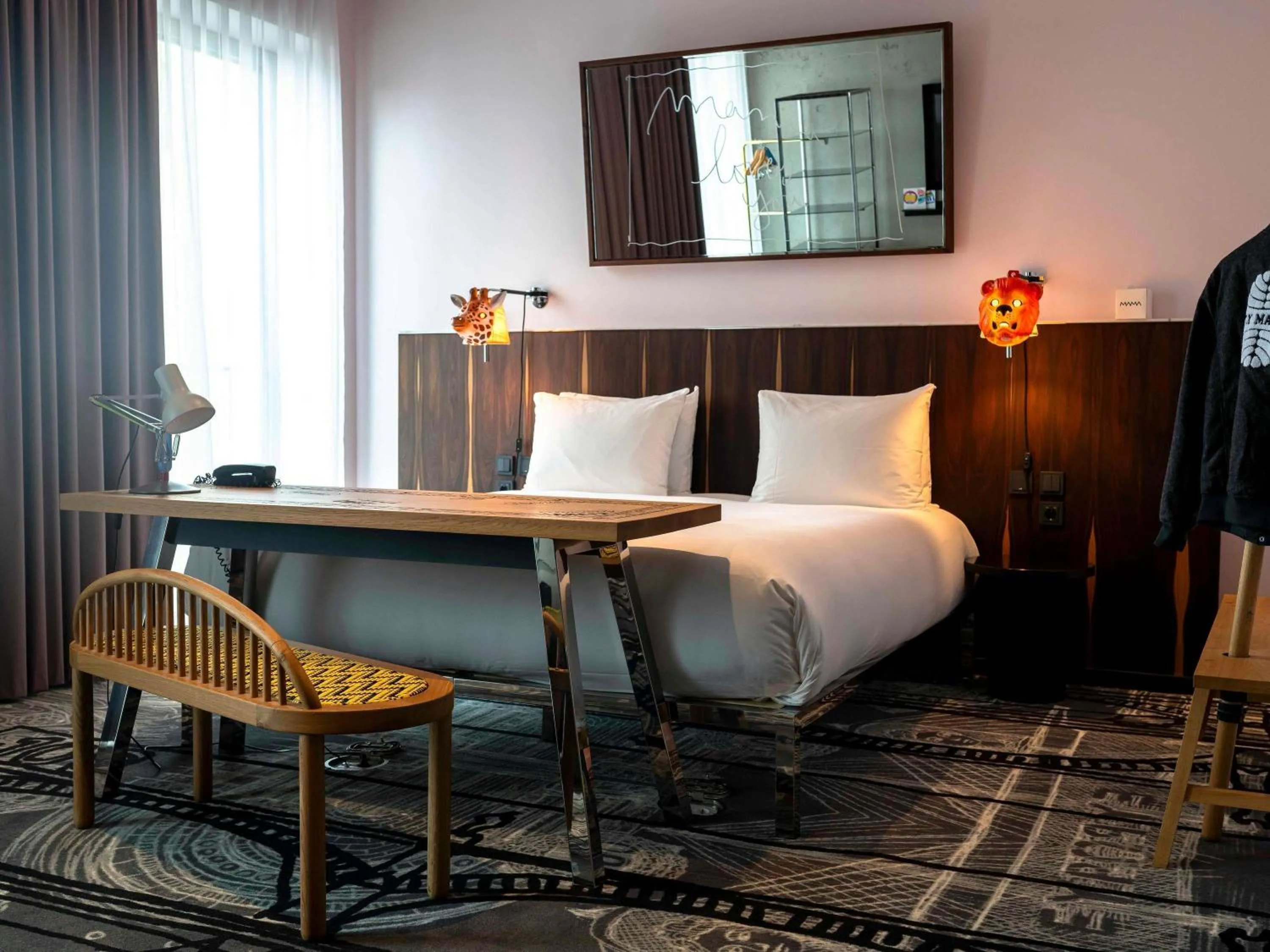 Bedroom, Bed in Mama Shelter Luxembourg