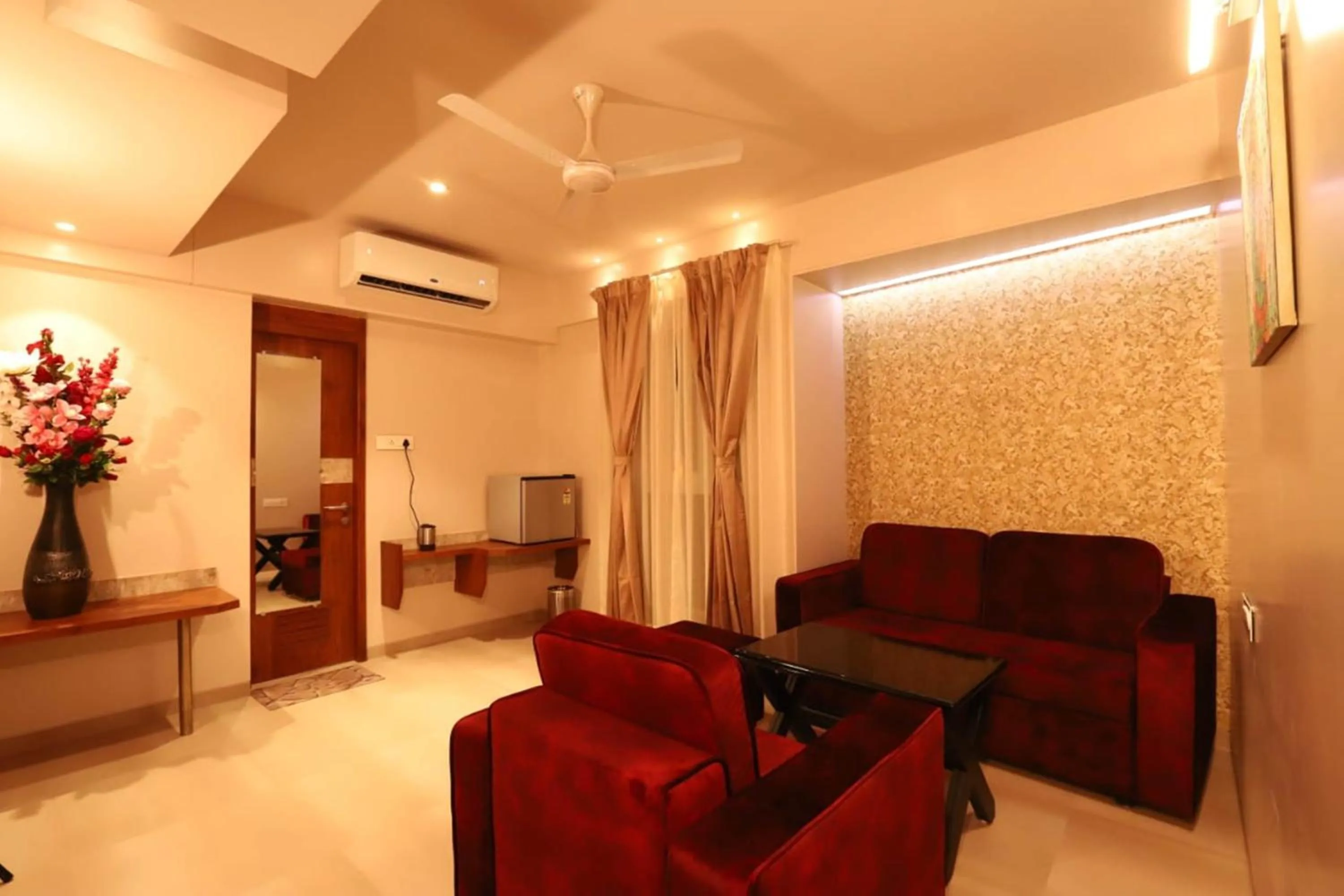 Seating area in Hotel Prabha Palace