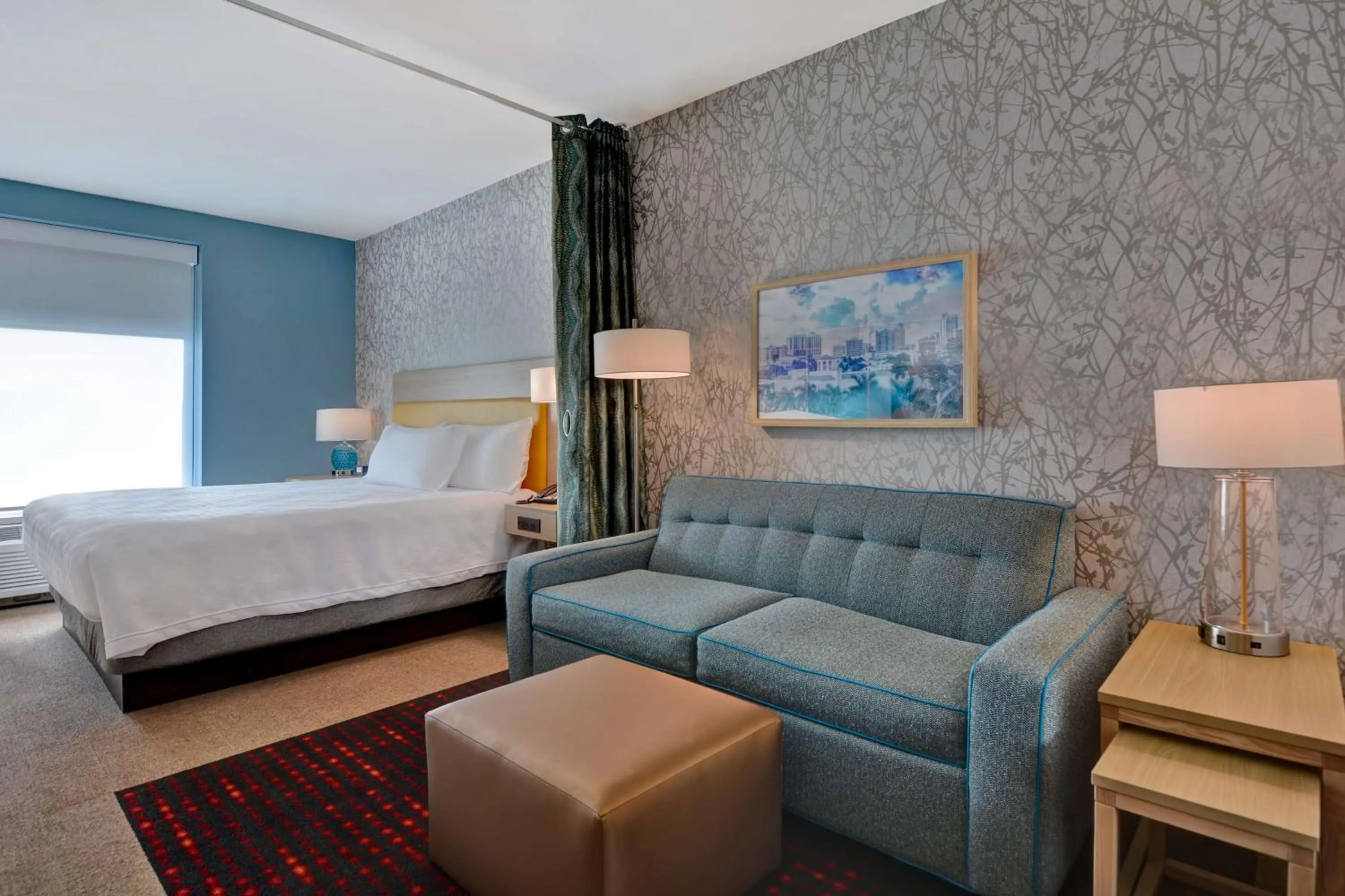 Living room, Bed in Home2 Suites by Hilton, Sarasota I-75 Bee Ridge, Fl