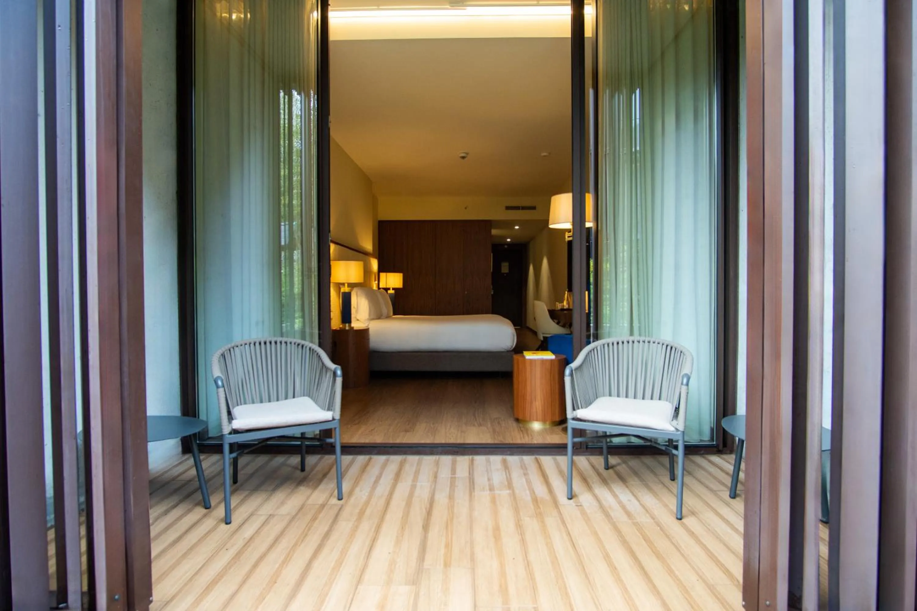 Balcony/Terrace, Bed in Boeira Garden Hotel Porto Gaia, Curio Collection by Hilton