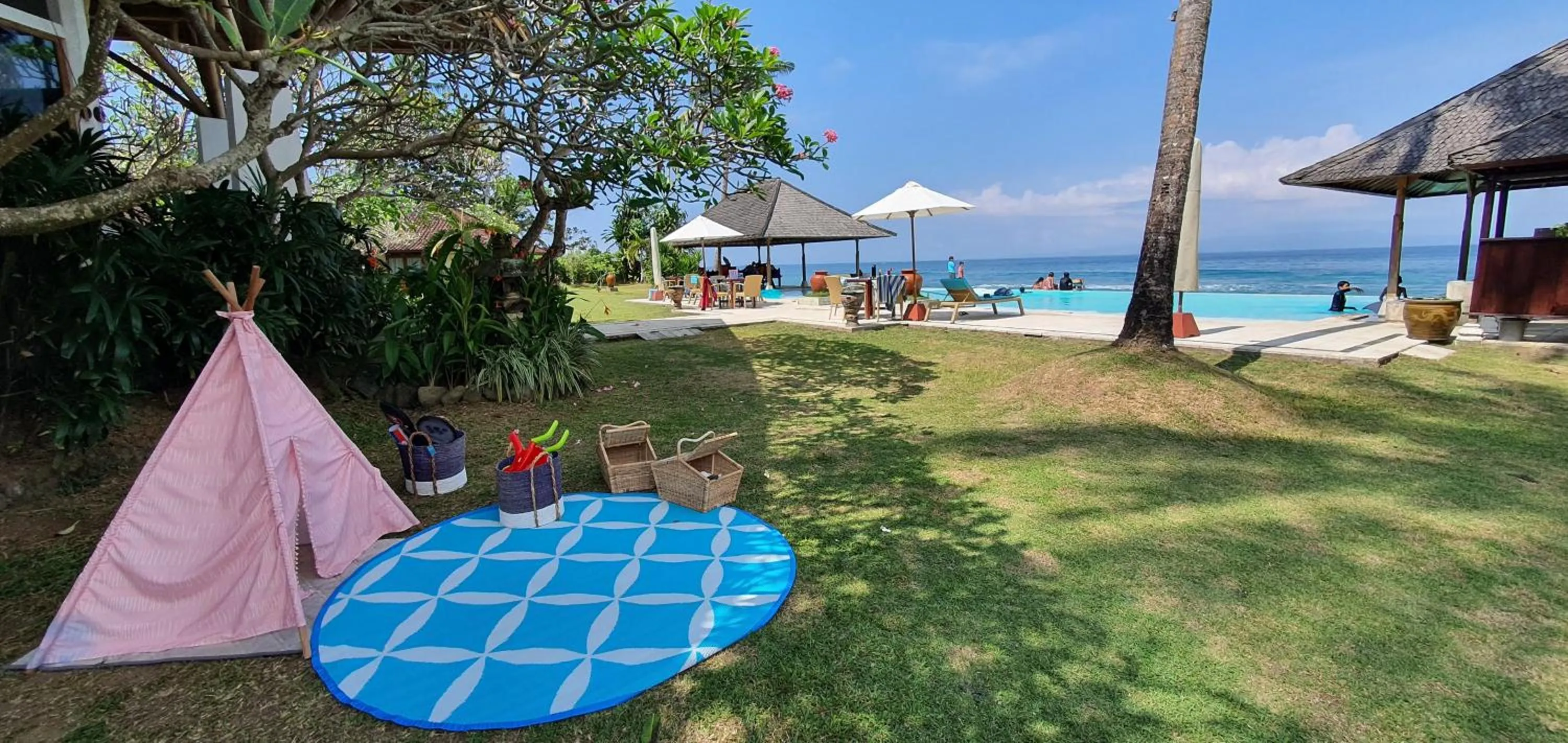 Pool view in Lotus Bungalows
