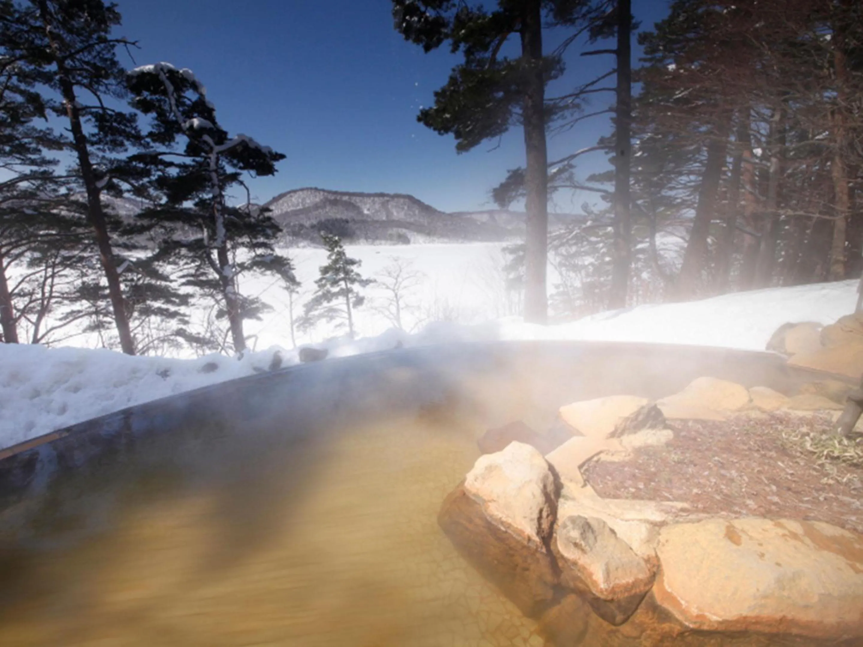 Hot Spring Bath in Urabandai Lake Resort Geihinkan Nekoma Rikyu