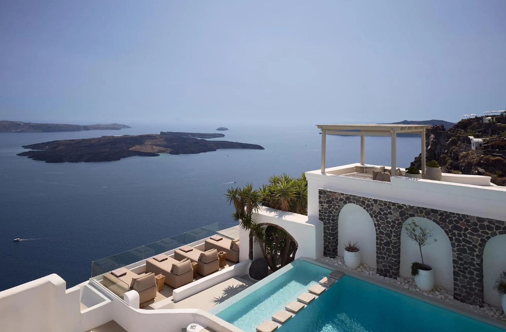Pool view in Iconic Santorini, a Boutique Cave Hotel by Sandglass