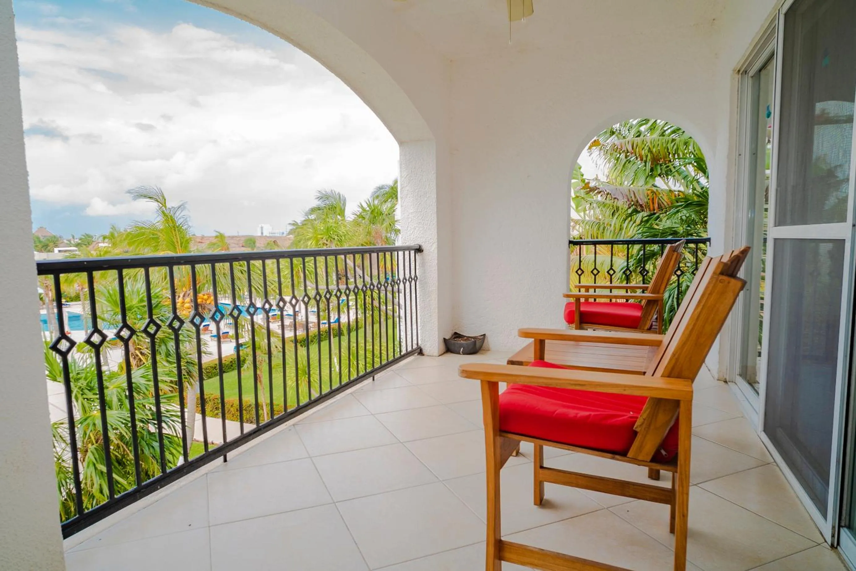 Balcony/Terrace in Oceanfront condo at voted best Cancun sandy beach