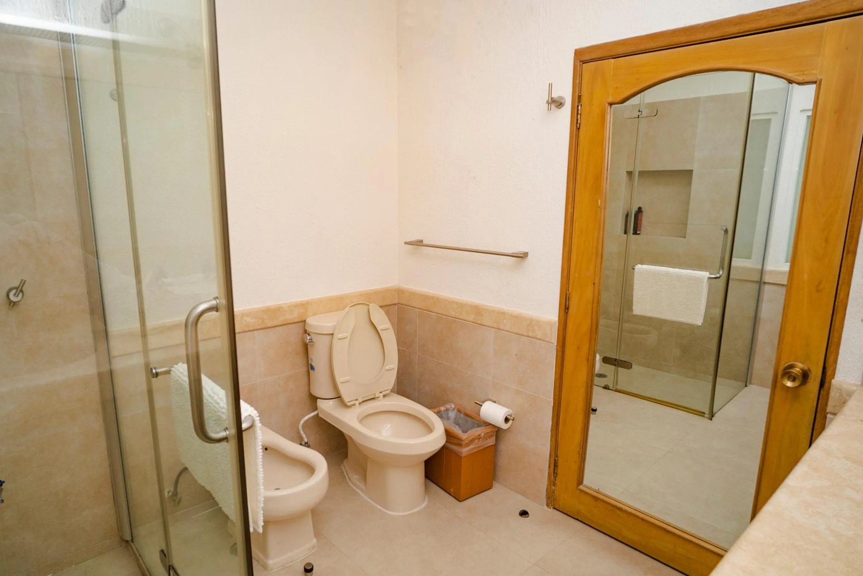 Bathroom in Oceanfront condo at voted best Cancun sandy beach