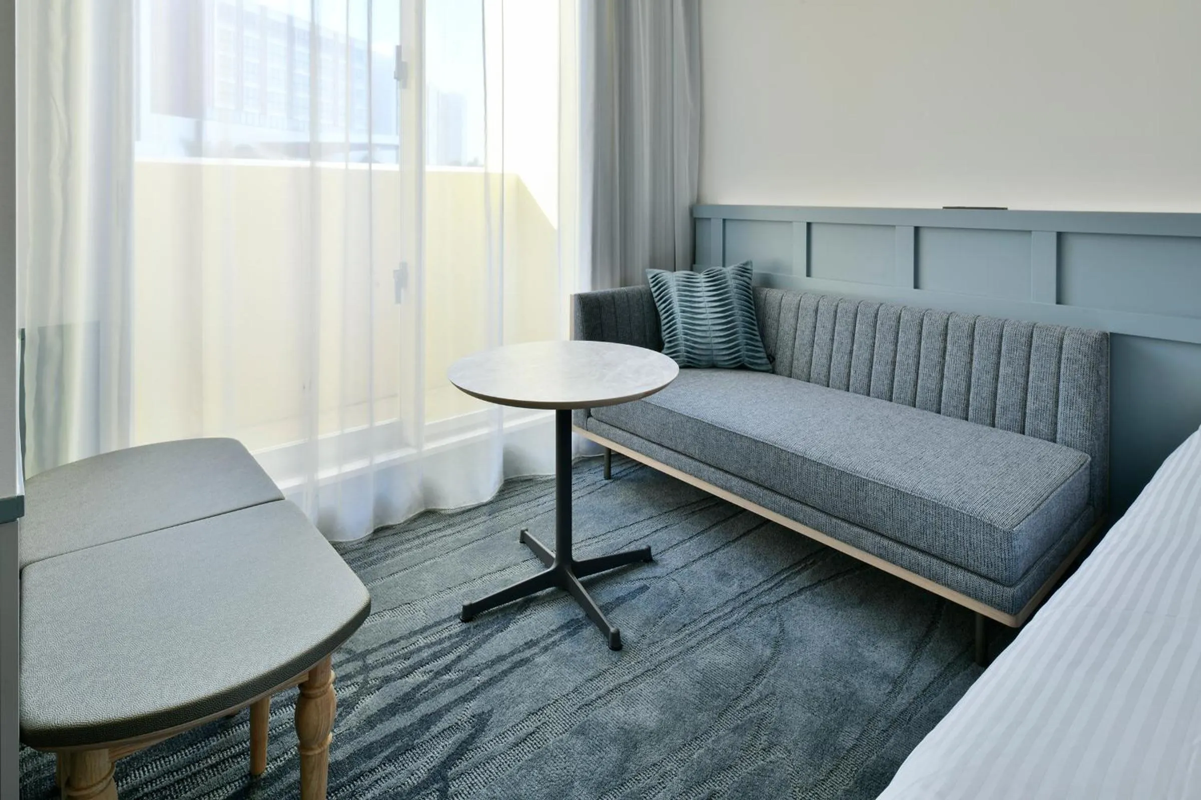 Seating area, Bed in Lequ Okinawa Chatan Spa ＆ Resort