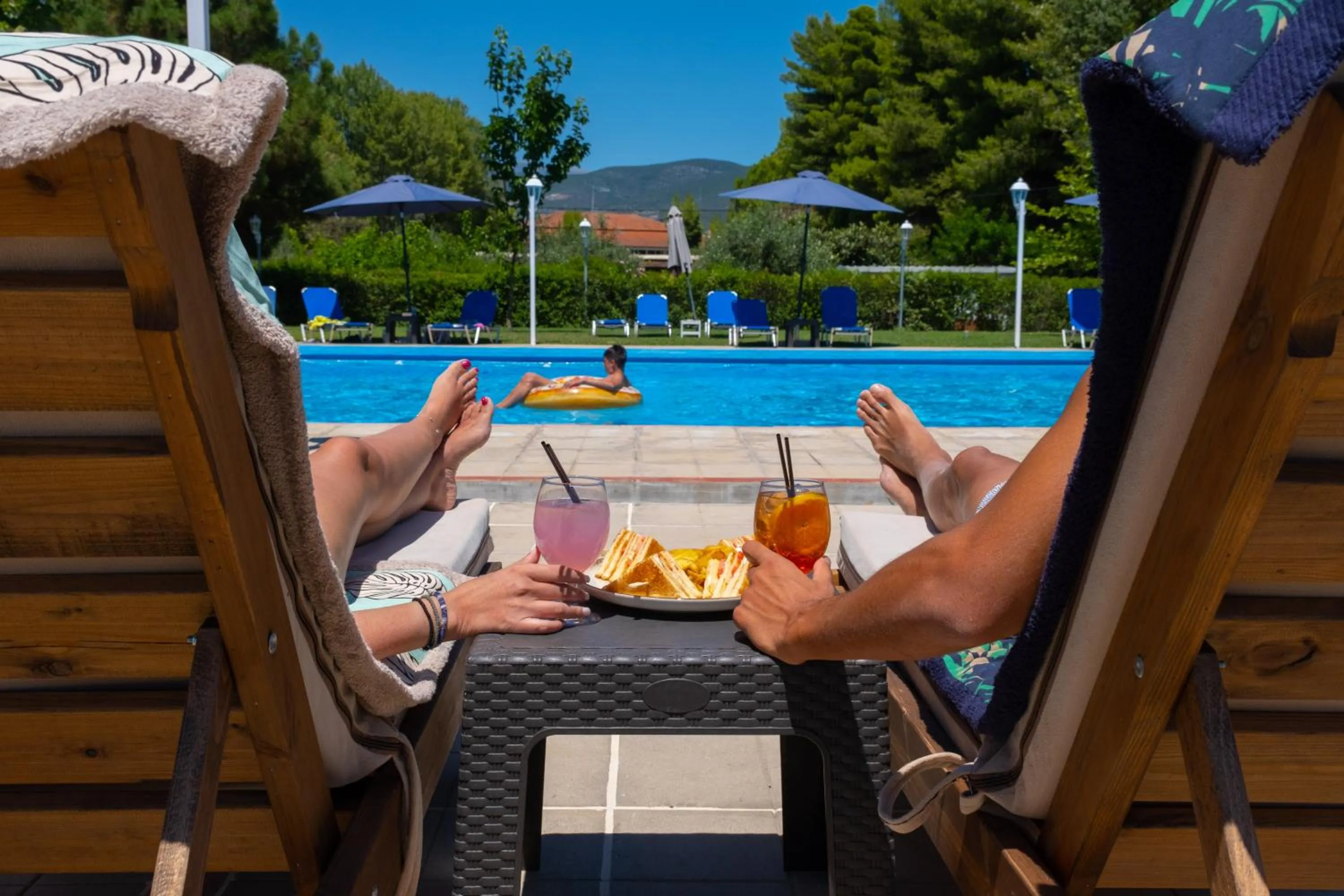 Pool view in Tsamadanis Hotel & Bungalows Friends Family