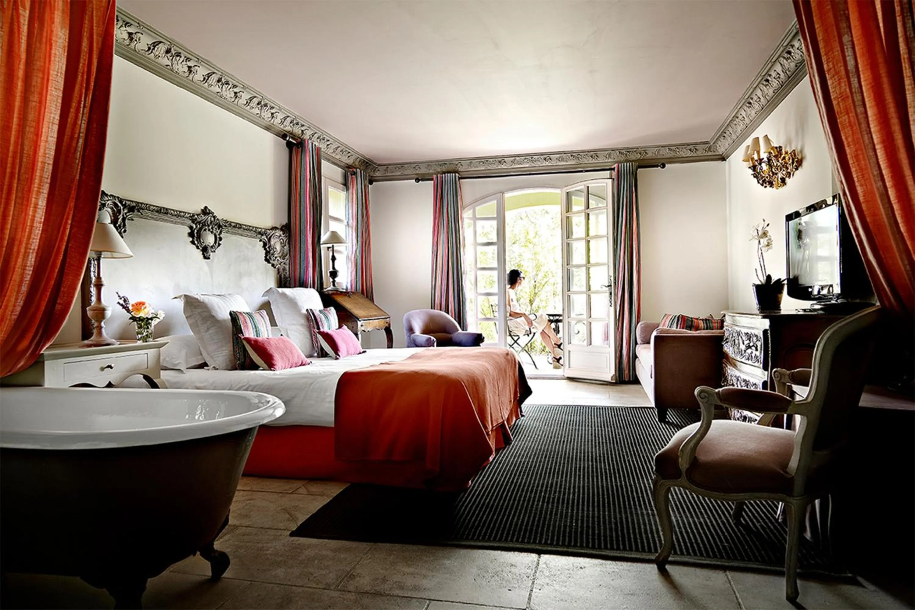 Bathroom, Bed in Hôtel Villa Marie Saint Tropez