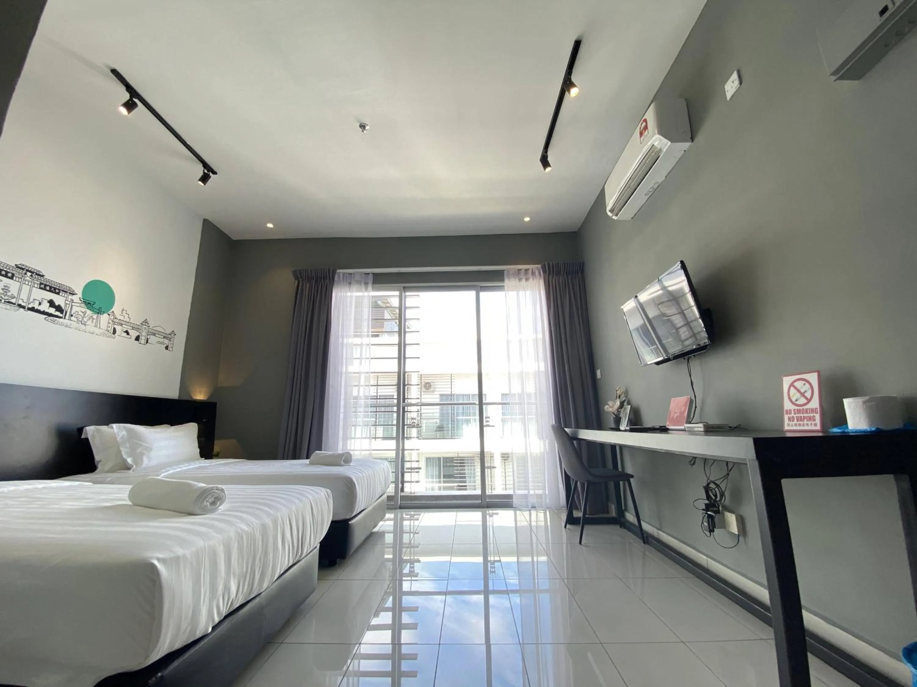 View (from property/room), Bed in Homesuite' Home at Aeropod SOVO