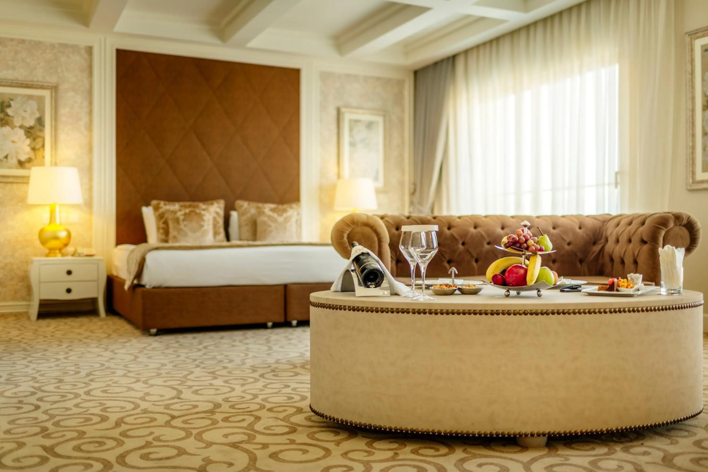 Seating area, Bed in Grand Pasha Hotel & Spa Kyrenia