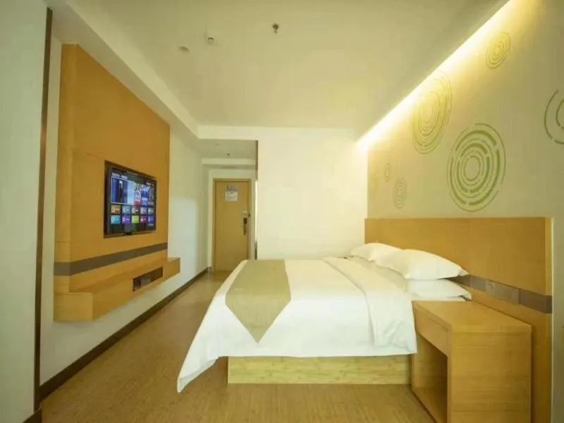 Bed in GreenTree Inn Handan City Wu'an City Plaza Business Hotel