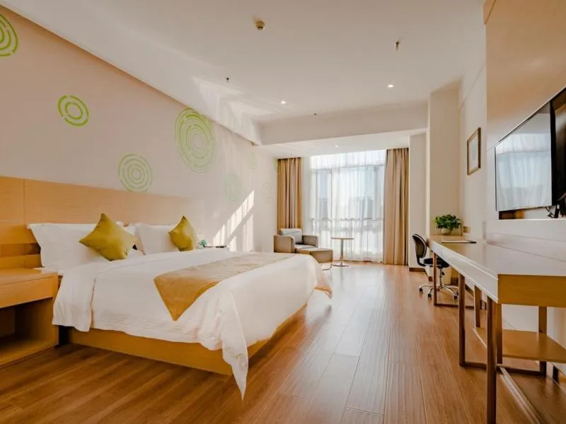 Bed in GreenTree Inn Taian High-speed Railway Station Lingshan Avenue Business Hotel