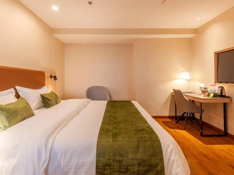 Bed in GreenTree Inn Hefei Changjiang West Road Zhenxing Road Subway Station Jiaqiao Yueshan International Business Hotel