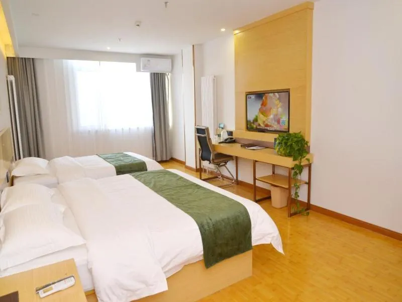Bed in GreenTree Inn Beijing Yanqing District Badaling Changcheng Kangzhuang Smart Choice Hotel