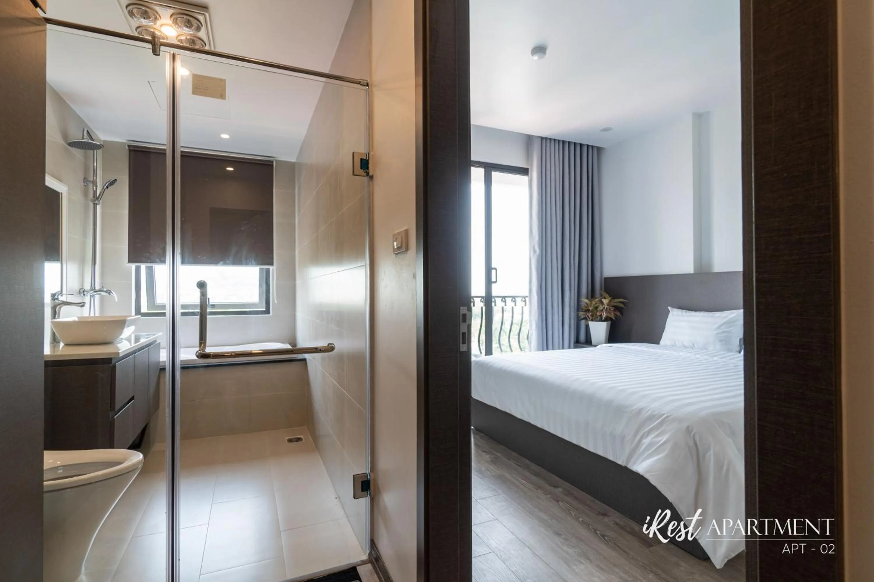 Bathroom, Bed in iRest Apartment Vinh Yen