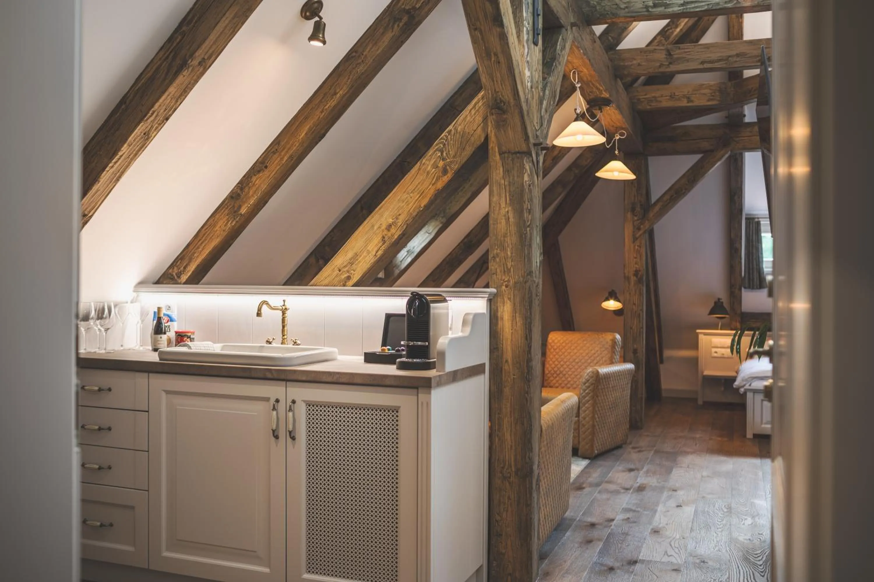 Kitchen or kitchenette in Apartmány Šupina